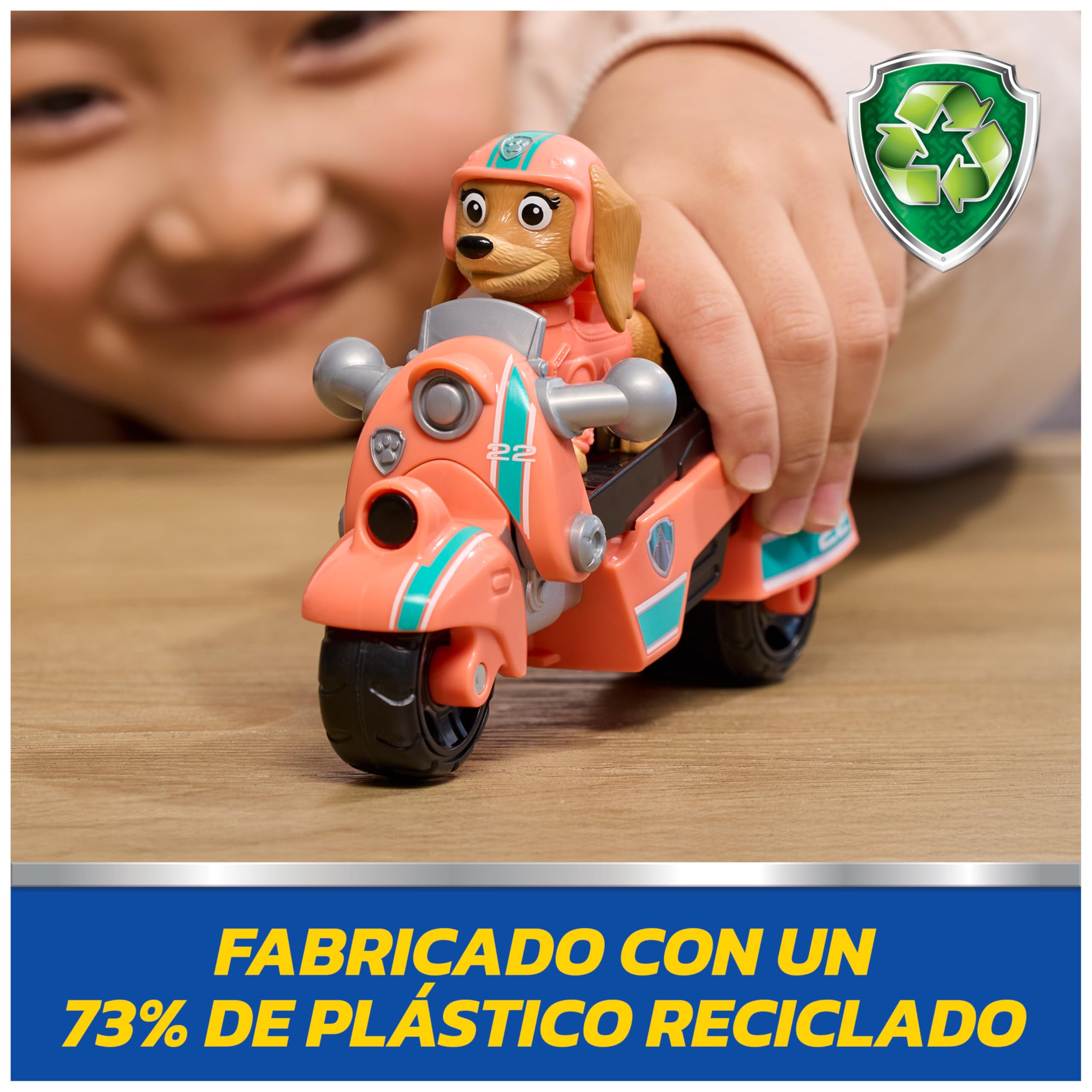 Paw Patrol Patrulla Canina - Pack Moto de Rescate y Figura Liberty, Fabricado con Plástico Reciclado - Patrulla Canina Juguetes - Regalo Niño 3 años + - Juguetes Niños 3 años