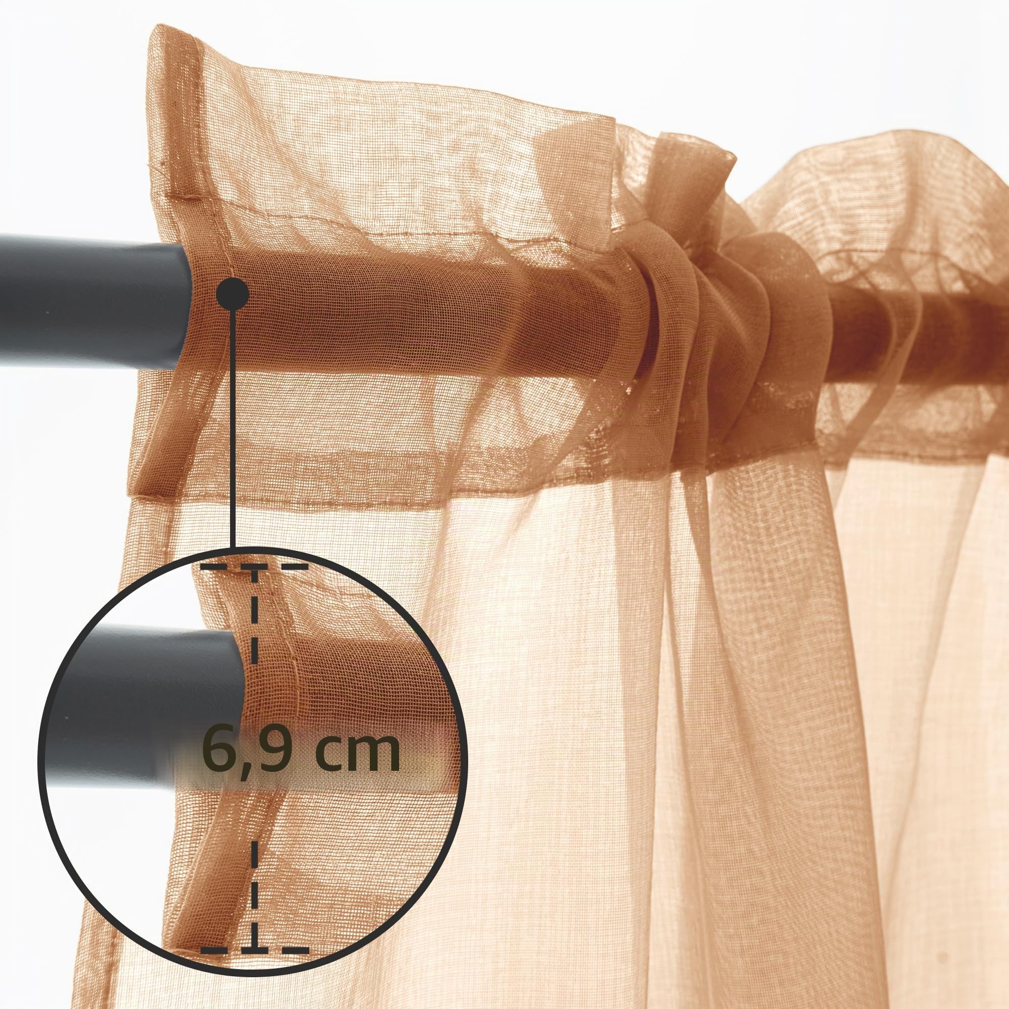 Youleyar Lot de 2 Rideaux d'extérieur Transparents imperméables pour terrasse, Voilage Beige Aspect Lin avec Passe-Tringle pour Salon, Chambre à Coucher, Porche, pergola, cabane, tonnelle (132 x 213