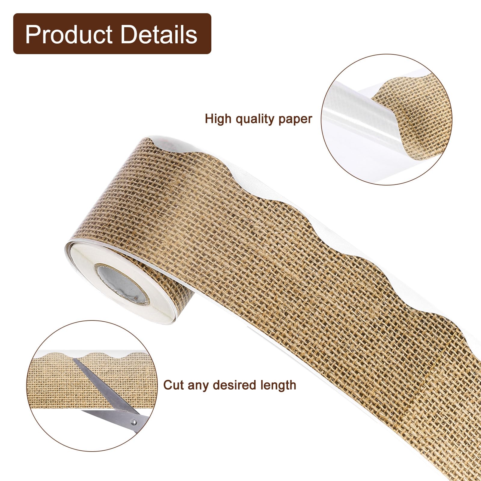 sourcing map Bulletin Board Borders, 65.6Ft x 2.75Inch Rolled Classroom Border Trim Notice Board Frame for Classroom Decoration, Burlap Edge - Image 3