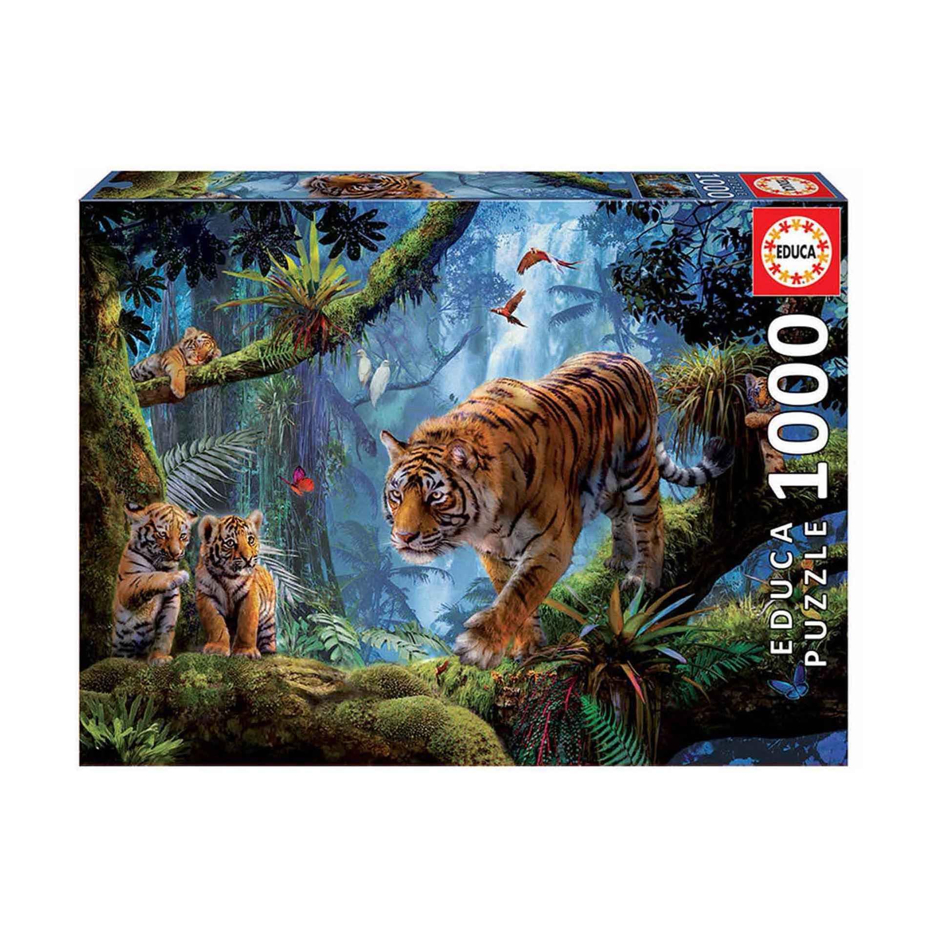 Educa 17662, Tiger in den Bäumen, 1000 Teile Puzzle für Erwachsene und Kinder ab 10 Jahren, Tierpuzzle, Naturpuzzle