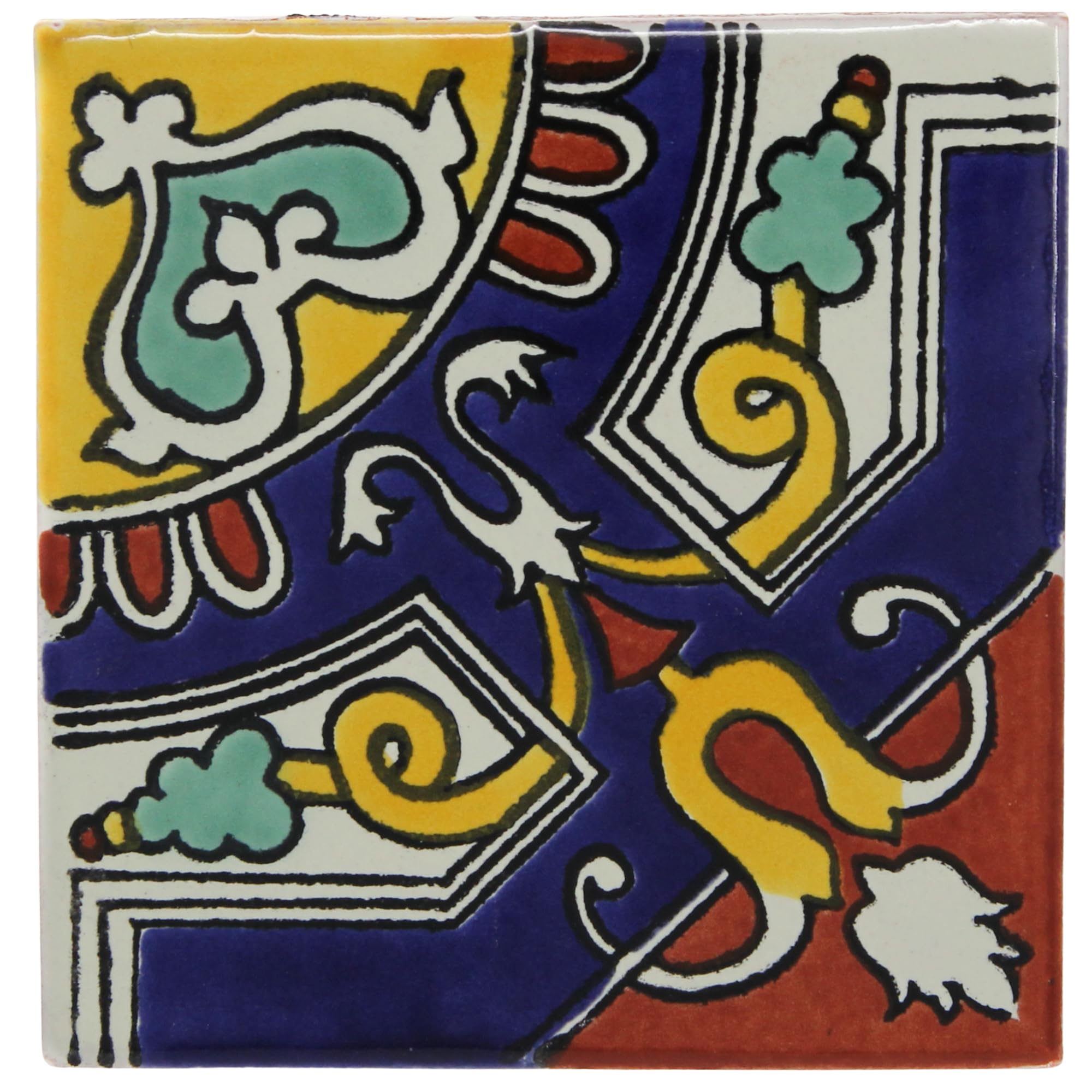 Tumia Lac Light Handmade Mexican Talavera Tile - Authentic Style Otto Ceramic Tiles For Crafts, Backsplashes And Home Improvement - 10 Pack