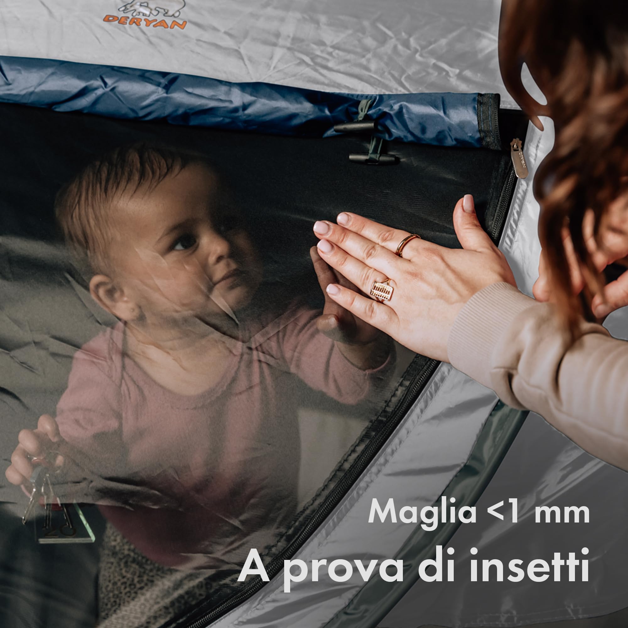 Deryan Lettino neonato da viaggio pieghevole con materasso, 0-4.5 anni, Lettino da campeggio, Le pareti realizzate in rete, Letto Pieghevole 135x90cm, Borsa da Trasporto, Protezione Insetti, Crema