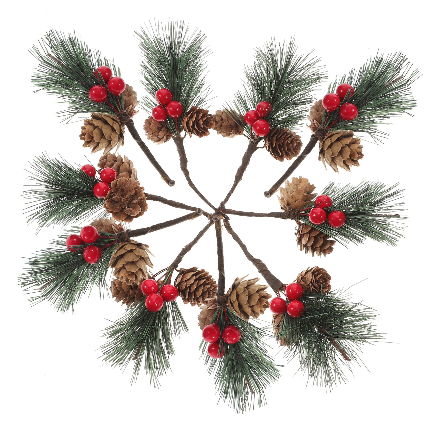 RLKHXBS 10 ück Tannenzapfen-Pflanzengirlande, künstliche Girlande, künstlicher Blumenkranz, Beerenpflücker, Weihnachtsbaum, zum Aufhängen, künstliche rote Beerenstiele, Weihnachten, Kunsthandwerk,