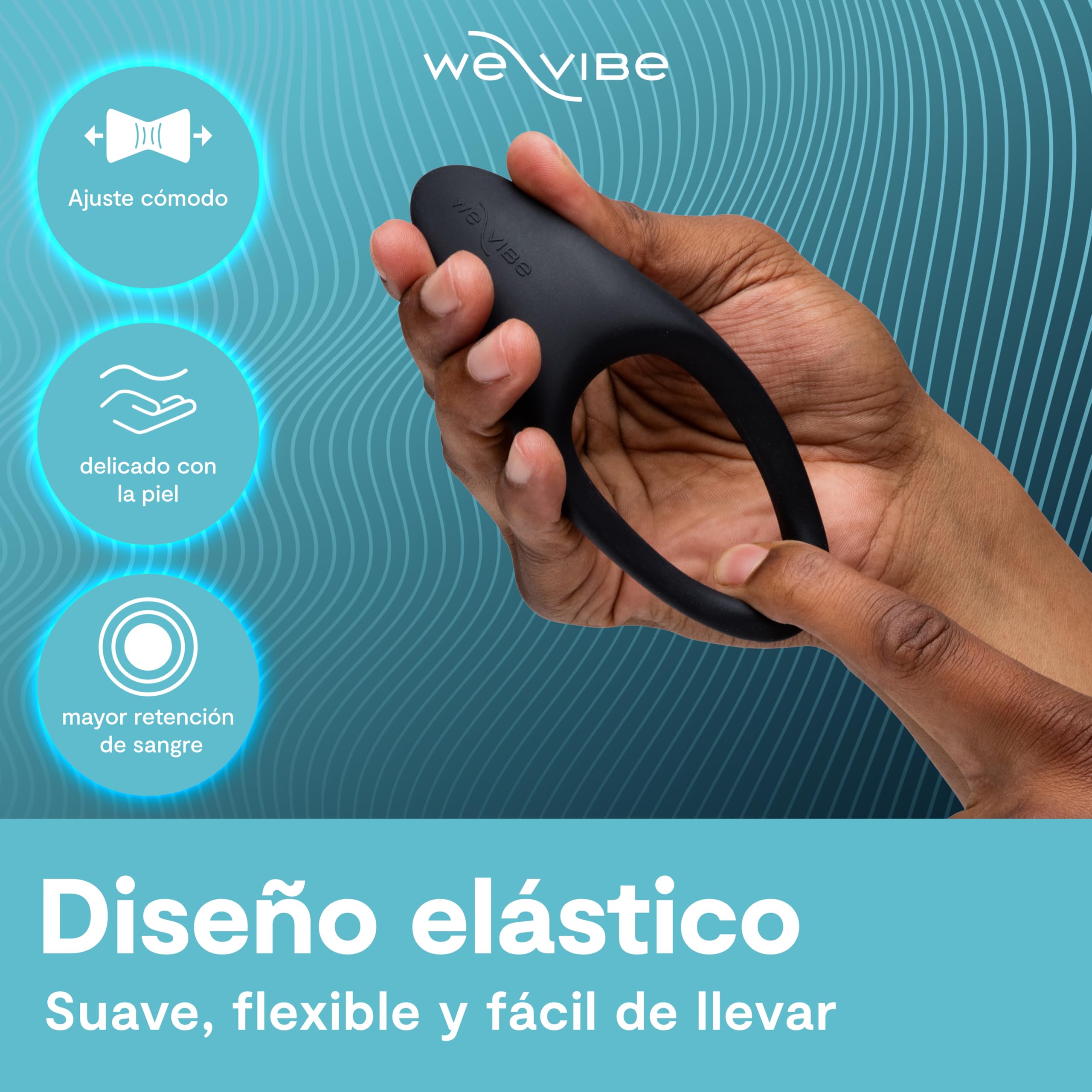 We-Vibe Verge 2 Anillo Vibrador Pene Impermeable Clítoris App para Hombres | Impermeable, silicona suave, control por app, silencioso, motor potente, diseño discreto, uso cómodo