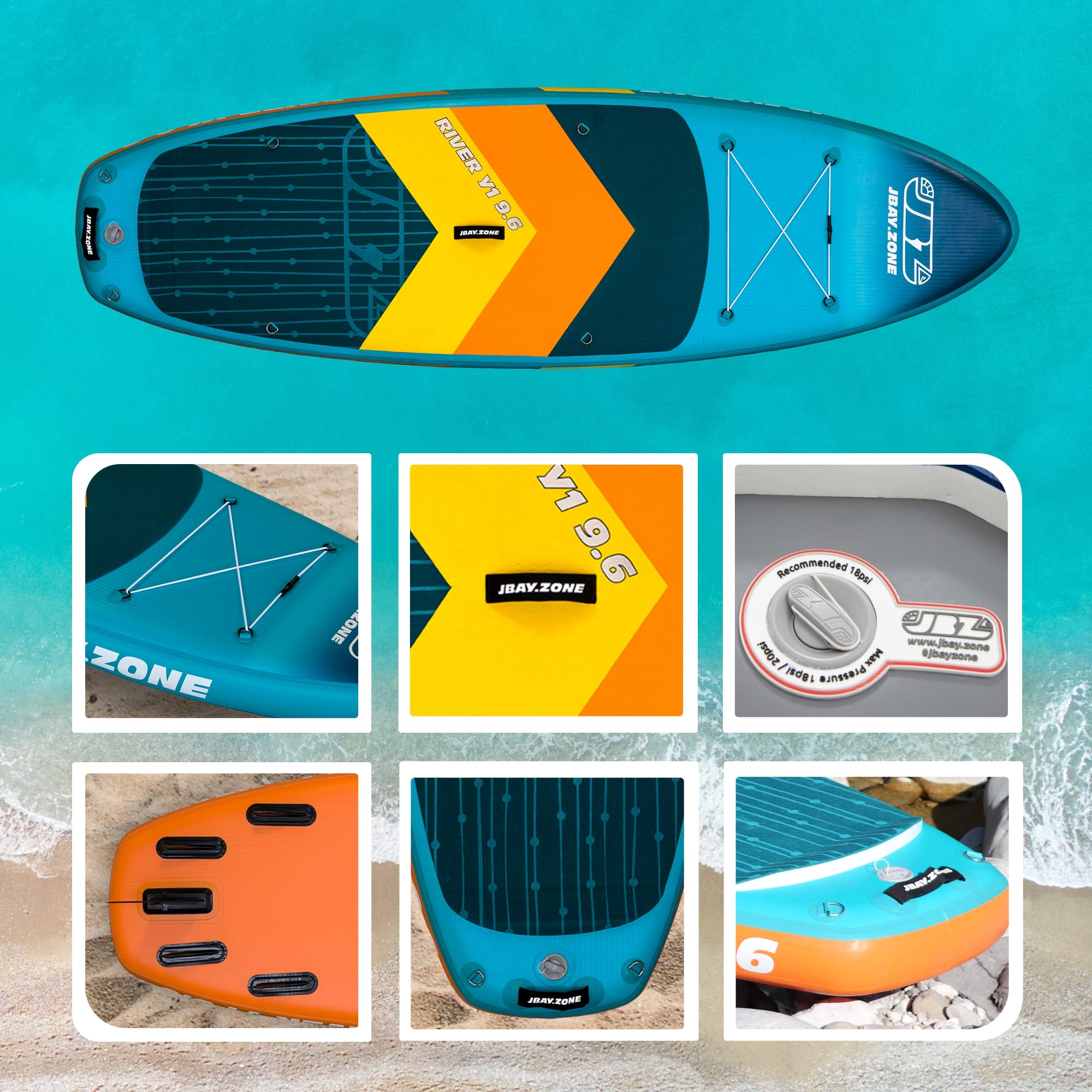 JBAY.Zone Stand Up Paddle Inflatable SUP River Y1 9'6'' from Cm