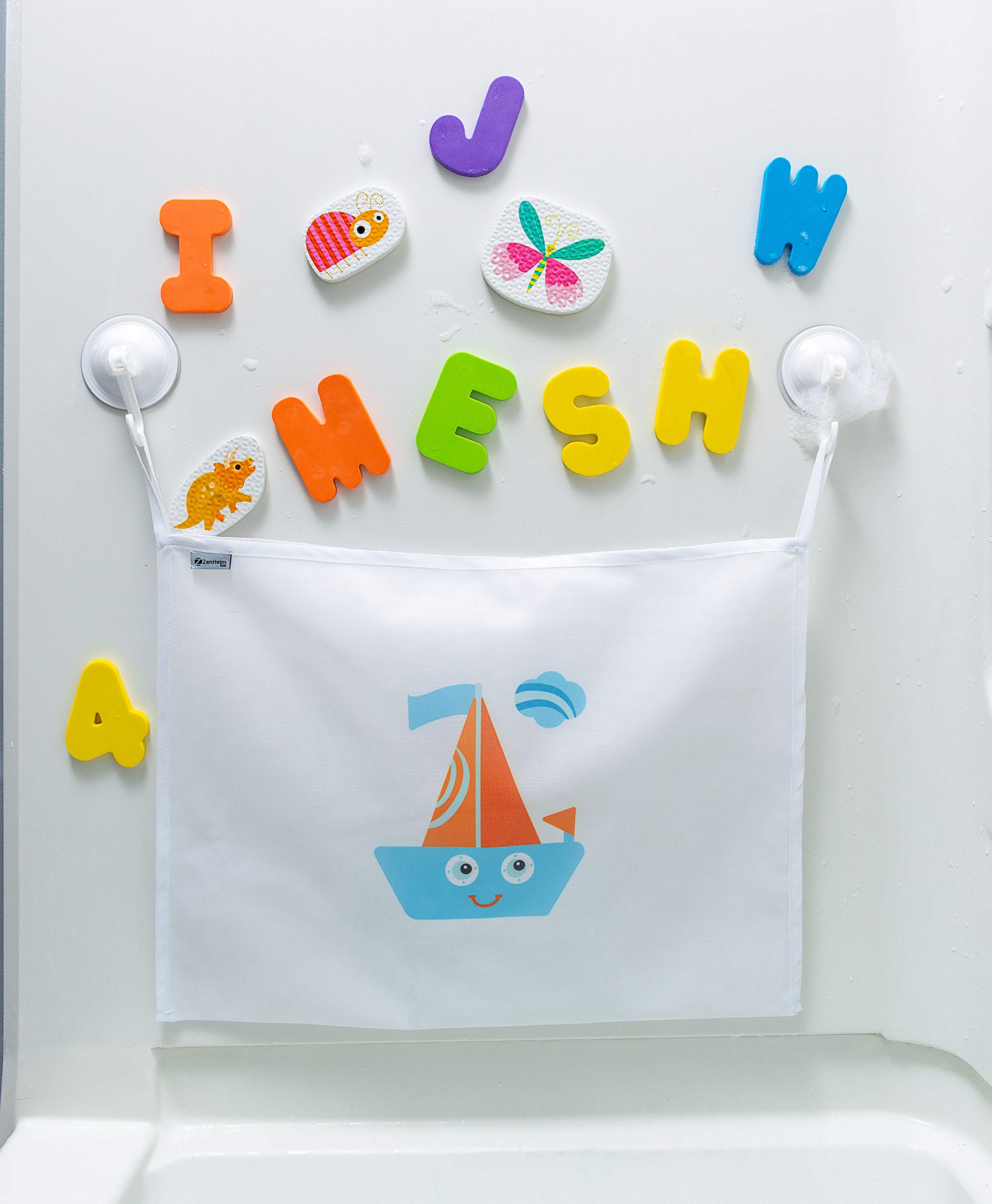 ZenHeimSet of Two Mesh Storage Bags Octopus and Sailboat Design