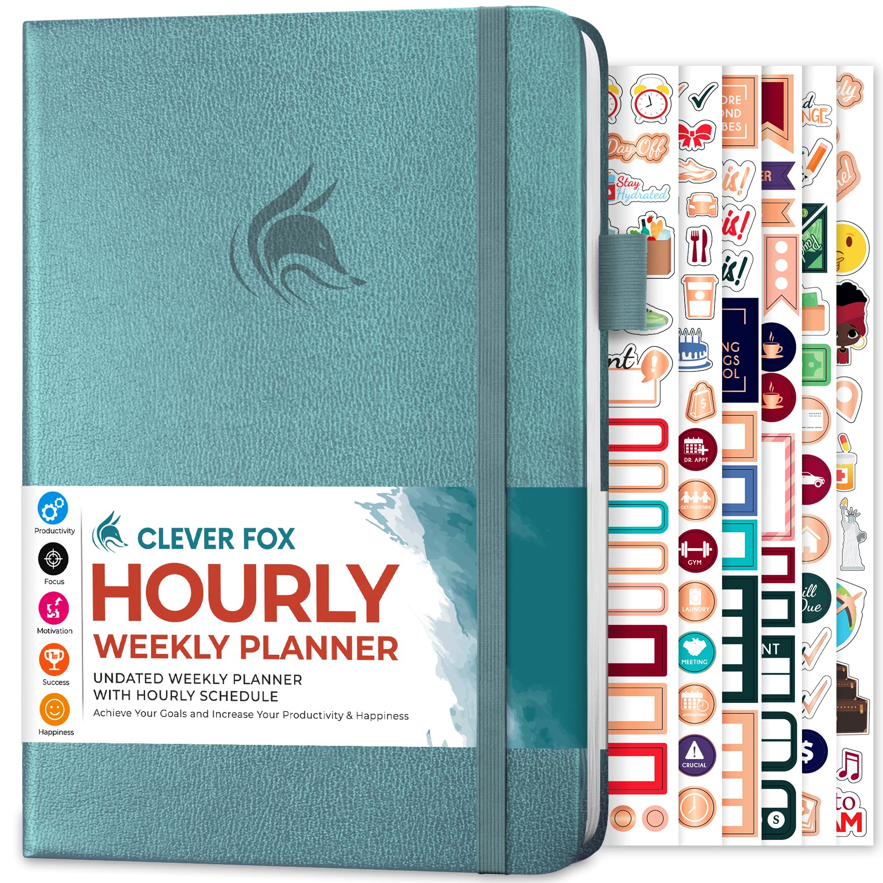 Clever Fox Planner Schedule – Undated Weekly & Monthly Life Planner with Time Slots, Appointment Book & Daily Organizer, A5 (Aquamarine)