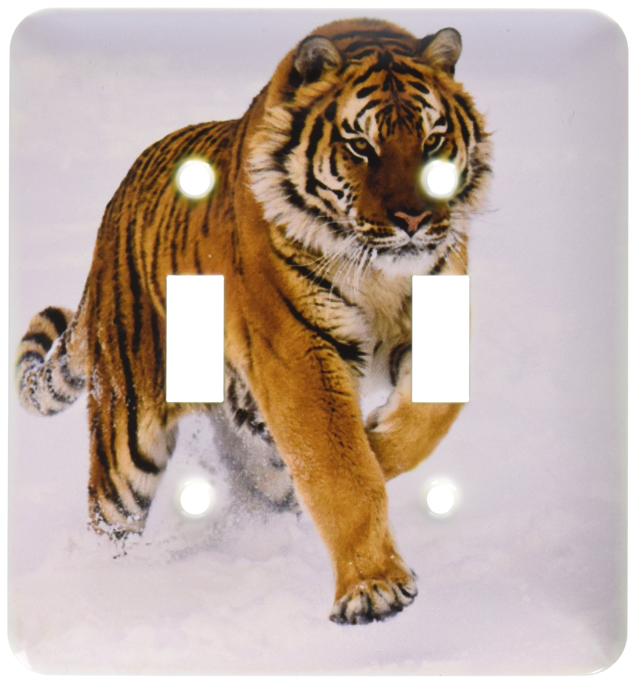 Commutateur Tigre de Sibérie double pour remplacer une plaque murale blanche et unie jaunie