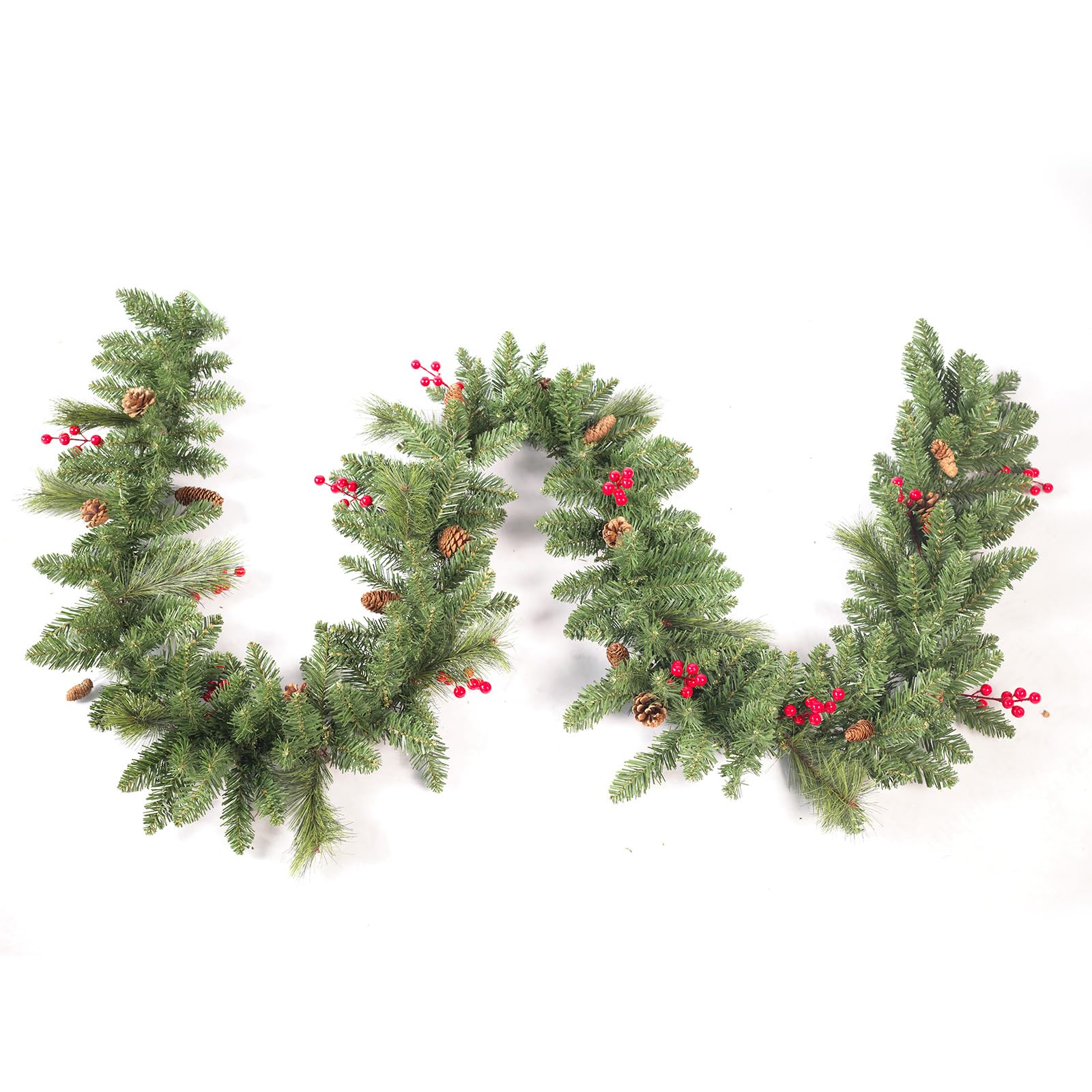 VUCATIN 270CM Christmas Garland, Artificial Christmas Tree Garland Xmax tree Wreath Vine Soft Greenery Garlands for Christmas Indoor Outdoor Decorations (03/pinecone pine,needle with light)