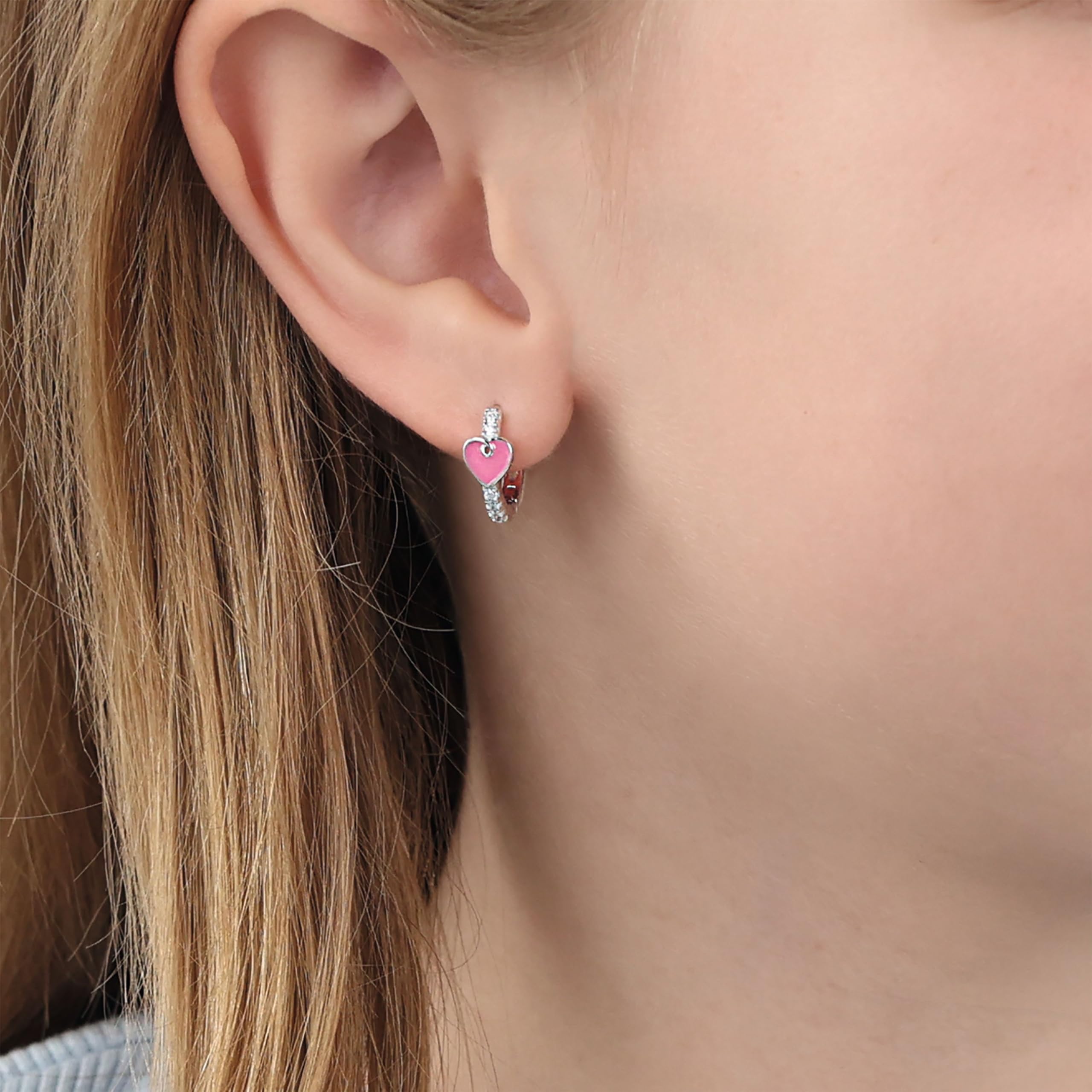 Principessa Lillifee - Orecchini da Ragazza in Argento 925 - con Zircone - Creoli a Cuore - PLI-E0029