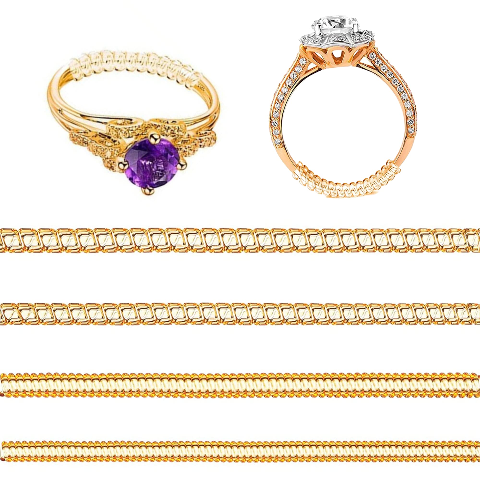 Ring Size Adjuster For Loose Rings | Plastic Ring Adjuster For Loose Rings | 4 Sizes Ring Tightener For Loose Rings | Gold, Pack of 4