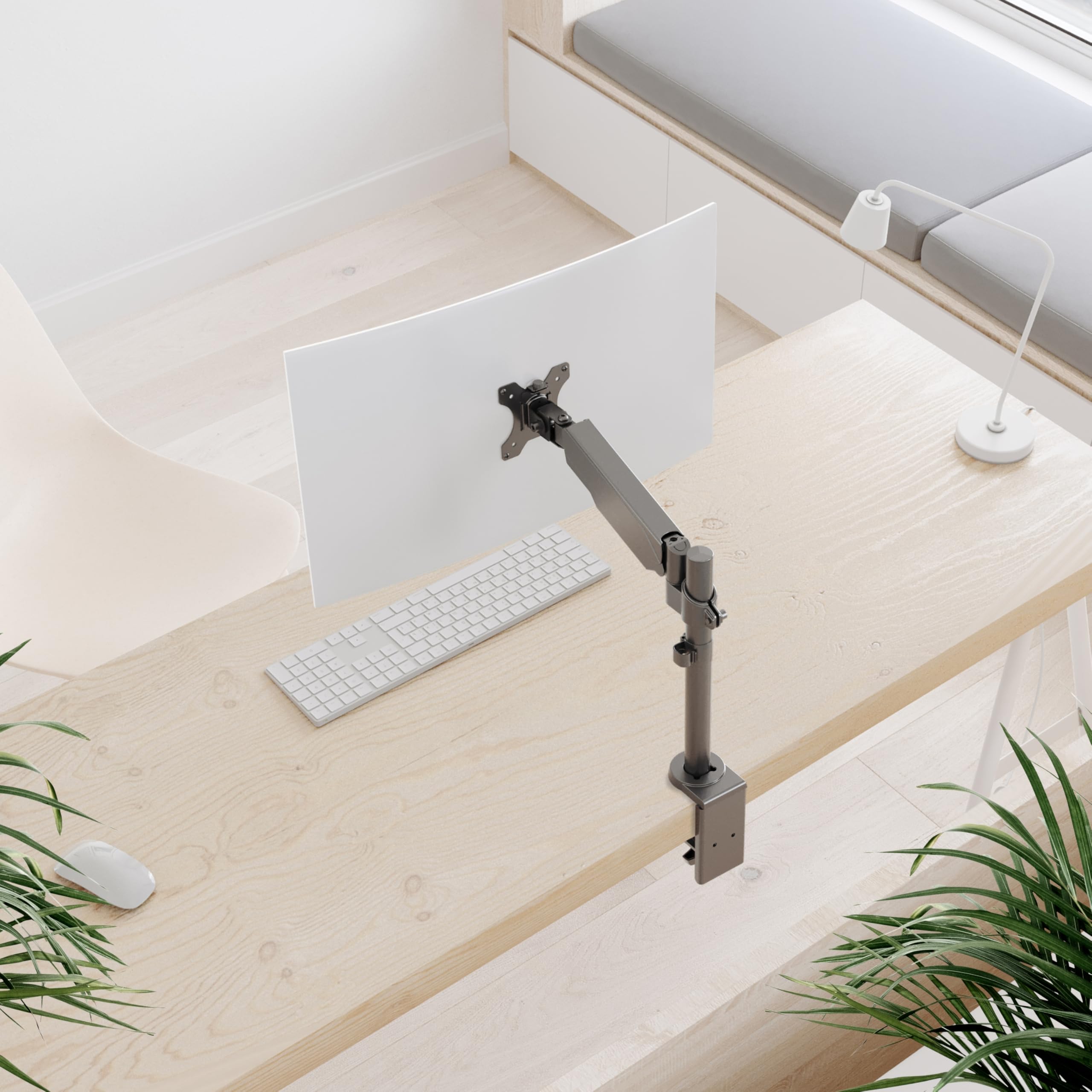 RICOO TS9511 Support Écran PC TV 13 17 19 22 24 27 28 32 34 Pouces VESA 75x75 100x100 Ressort à gaz Orientable Inclinable Rotatif Universel Fixation Bureau Pince de Table