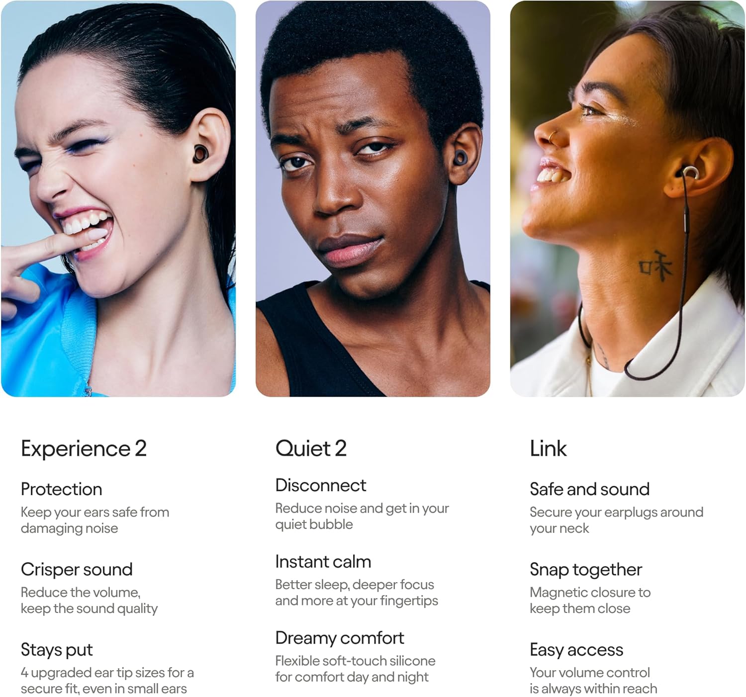 Loop Earplugs Day & Night Link Bundle (2-Pack) – Loop Experience 2 + Loop Quiet 2 + Loop Link | Reusable Ear Plugs for Sleep, Focus, Noise Sensitivity, Music, Events & More | 18 dB/24 dB Noise Reducti