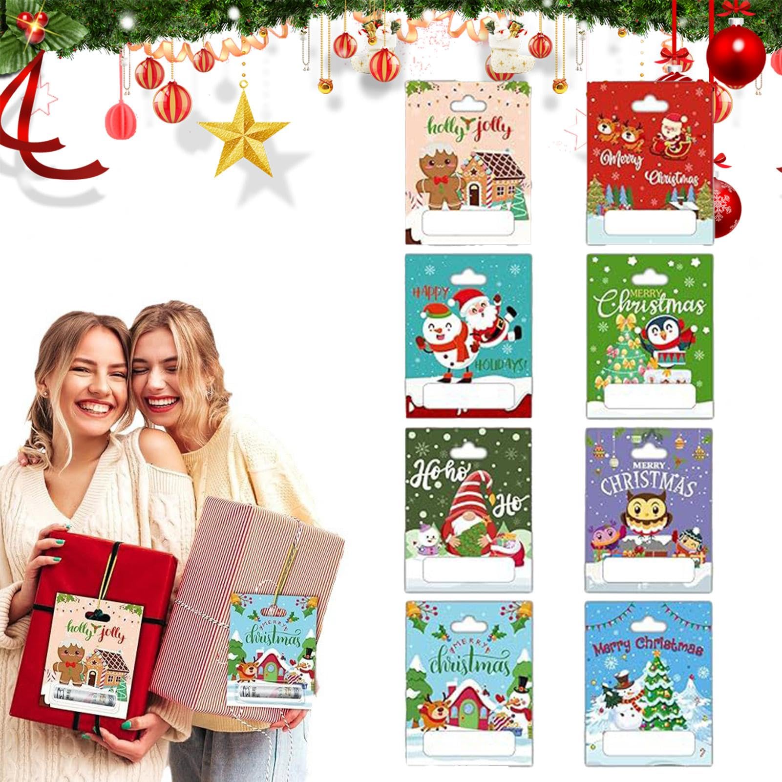 Juego de 8 soportes para dinero en efectivo, dispensador de dinero de Navidad, adornos de vacaciones de invierno, decoración colgante de árbol de Navidad para Navidad, cumpleaños, vacaciones