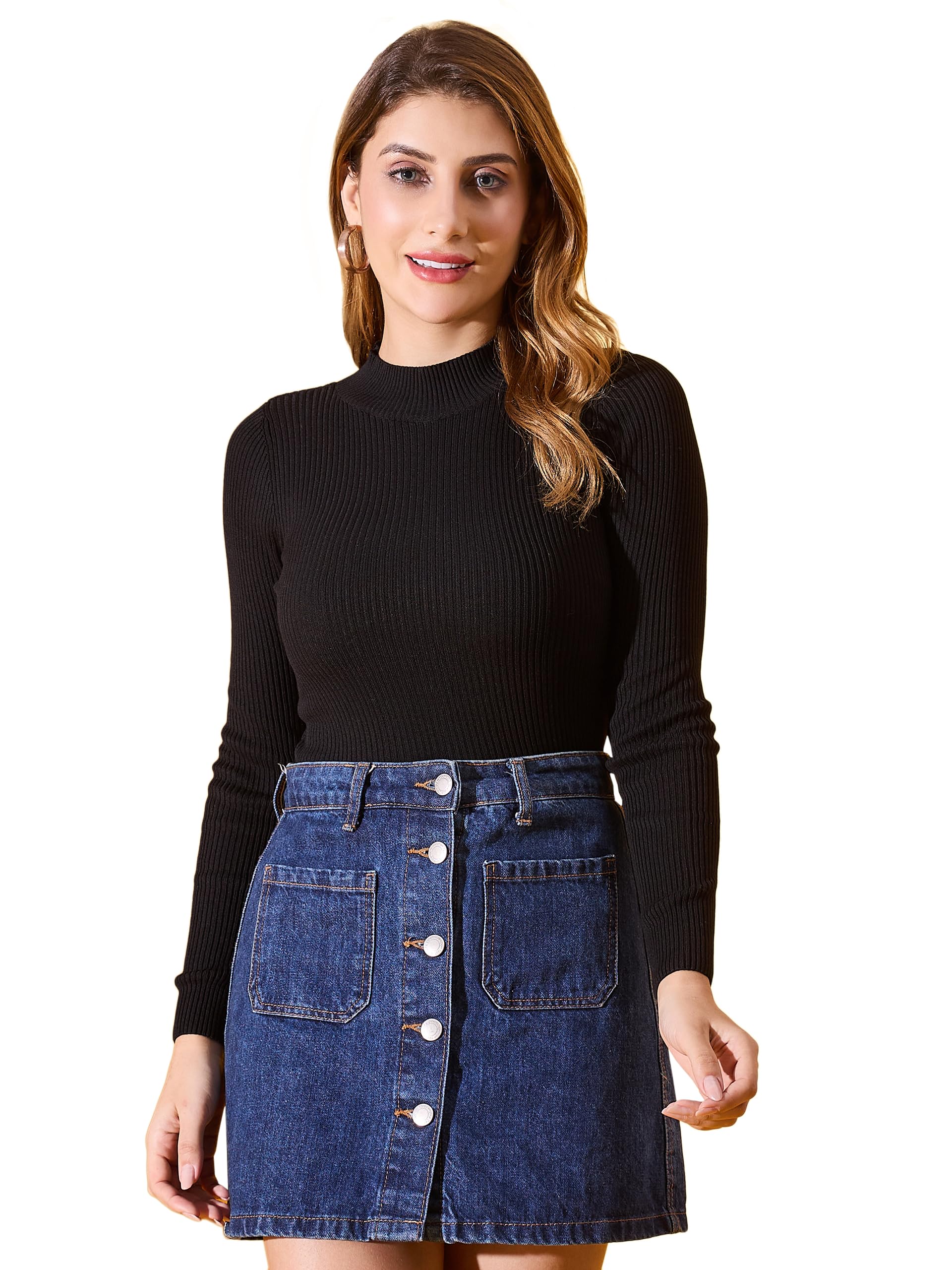 98 north 98 Degree North Women Turtle Neck Pullover-G1573-BLACK-picture-34