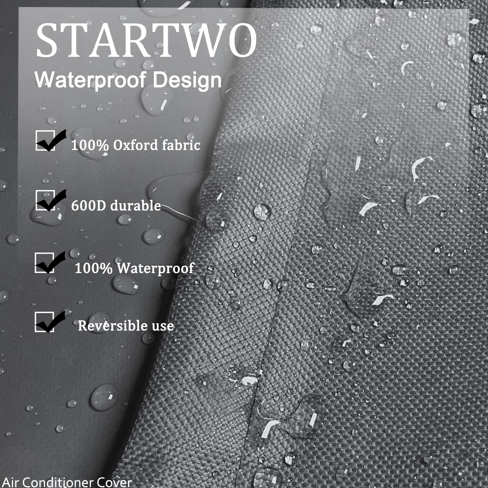STARTWO Klimaanlagenabdeckung, strapazierfähig, wasserdicht, langlebig, für den Außenbereich, elastische Unterseite für sicheren Sitz, ganzjähriger Schutz, grau, 96 x 96 x 101 cm (B x T x H)
