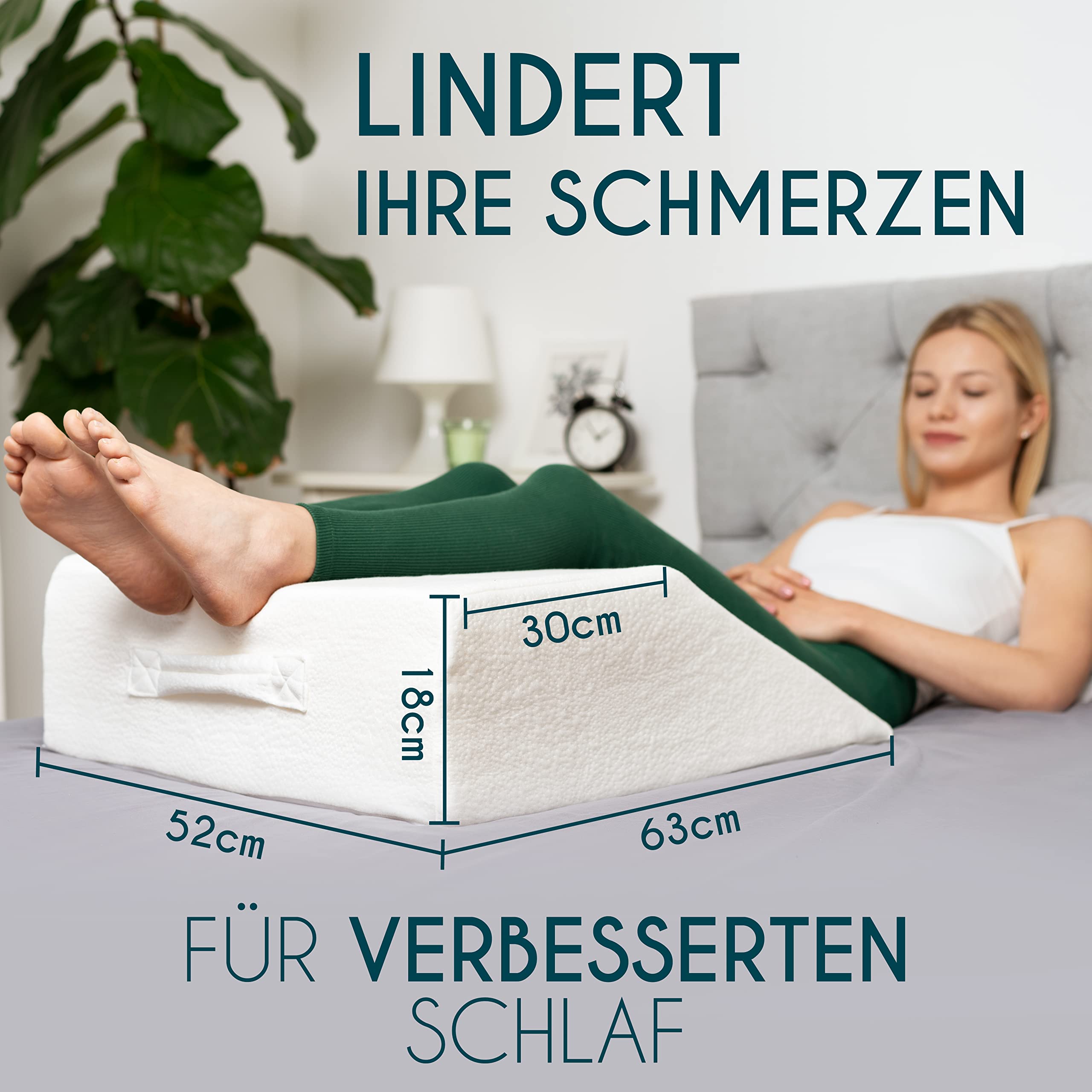 Dreamzie Ergonomisches Venenkissen Beinhochlagerungskissen Made in EU und Oeko TEX - Beinkissen Memory-Schaum - Beinauflage Atmungsaktiv Waschbar Hypoallergen