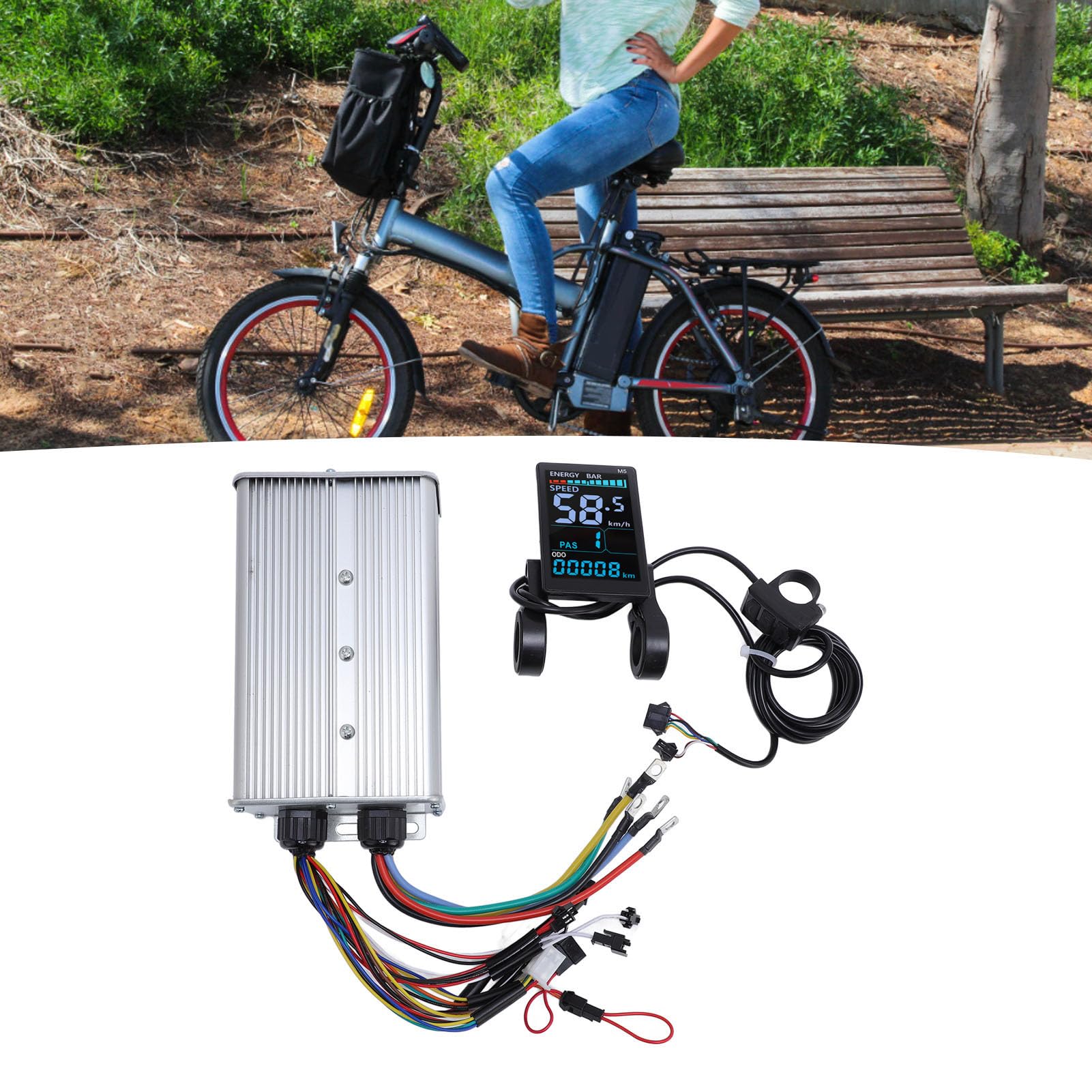 Asixxsix Contrôleur de Scooter électrique,contrôleur de Moteur BLDC 48V 52V 60V 72V avec écran LCD et Fonction d'auto-Apprentissage, pour Scooter électrique 1000W 1500W 2000W 3000W.