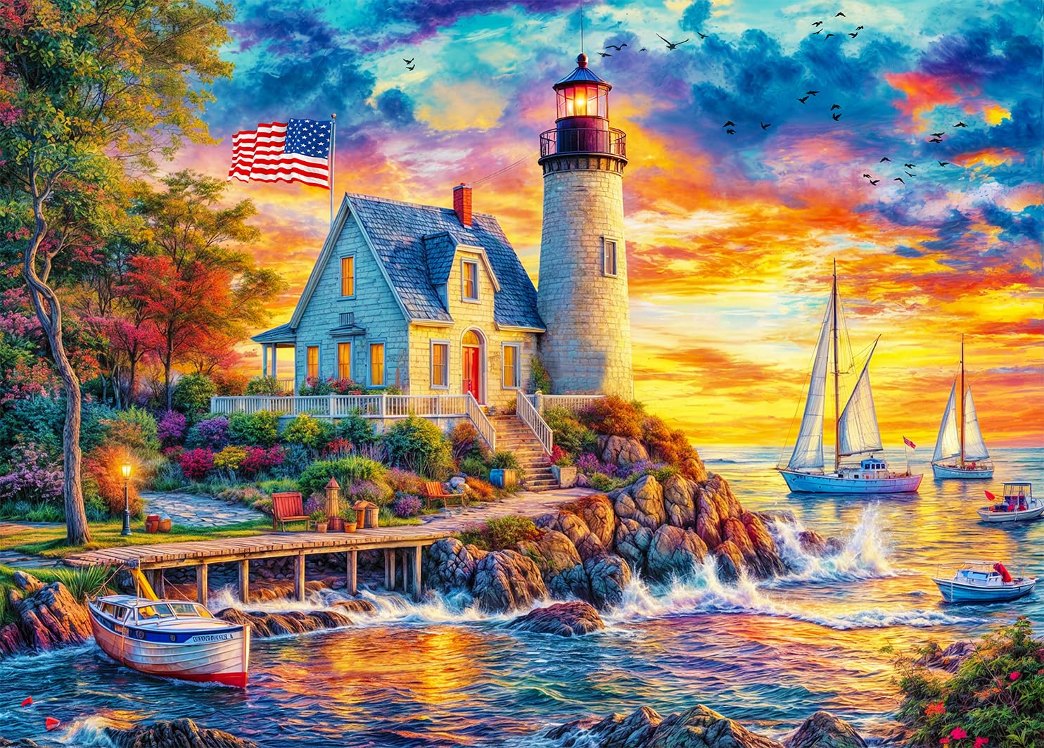 Puzzles 1000 Pieces for Adults Jigsaw Puzzles for adults 1000 Piece Puzzle Educational Games -Lighthouses- Beautiful Decoration Puzzle