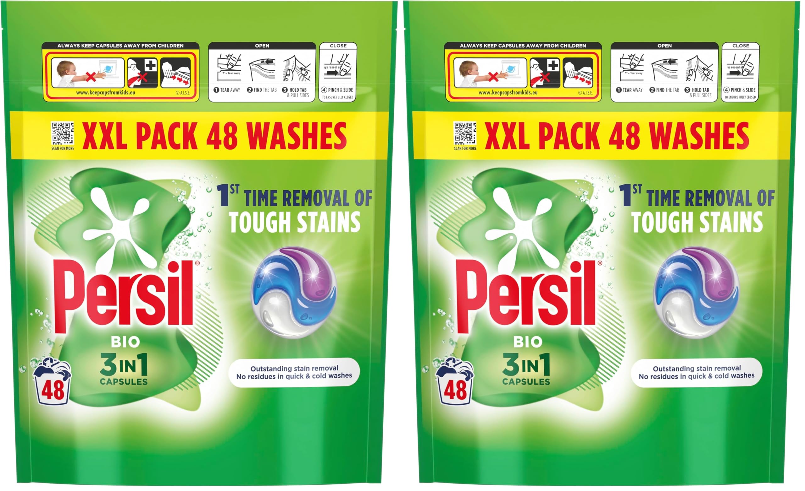 Persil Bio 3 in 1 Washing Capsules 48 washes (Pack of 2)