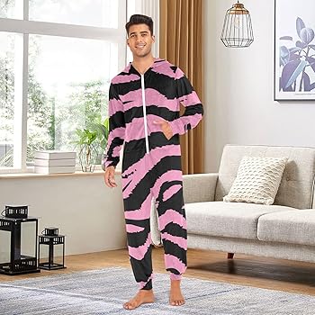 Amazon.com: senya Pink Tiger Skin Unisex Onesie Pajama Hooded