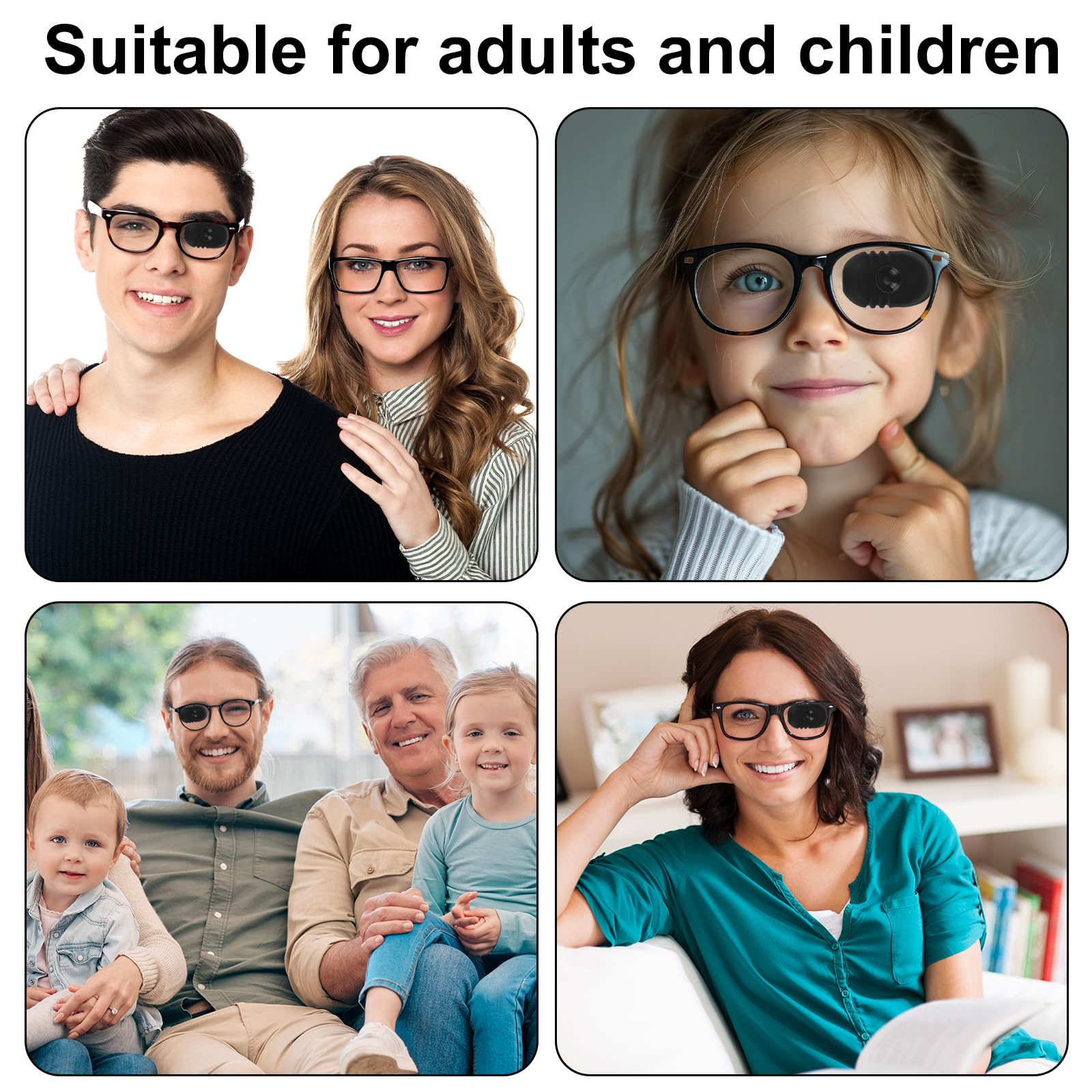 Benda Oculare, Design 3D per Contorno Occhi Benda Oculare Lavabile in Silicone con Design a Ventosa per Tutti Gli Occhiali Adulti e Bambini