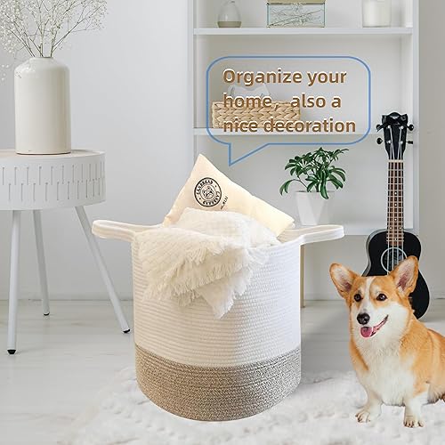 Miniatura 6 de Norheirui Cesta de cuerda extra grande, cesta tejida para manta de bebé, cestas tejidas XXXL para guardería, cesta de almacenamiento de 17.3 x 17.3