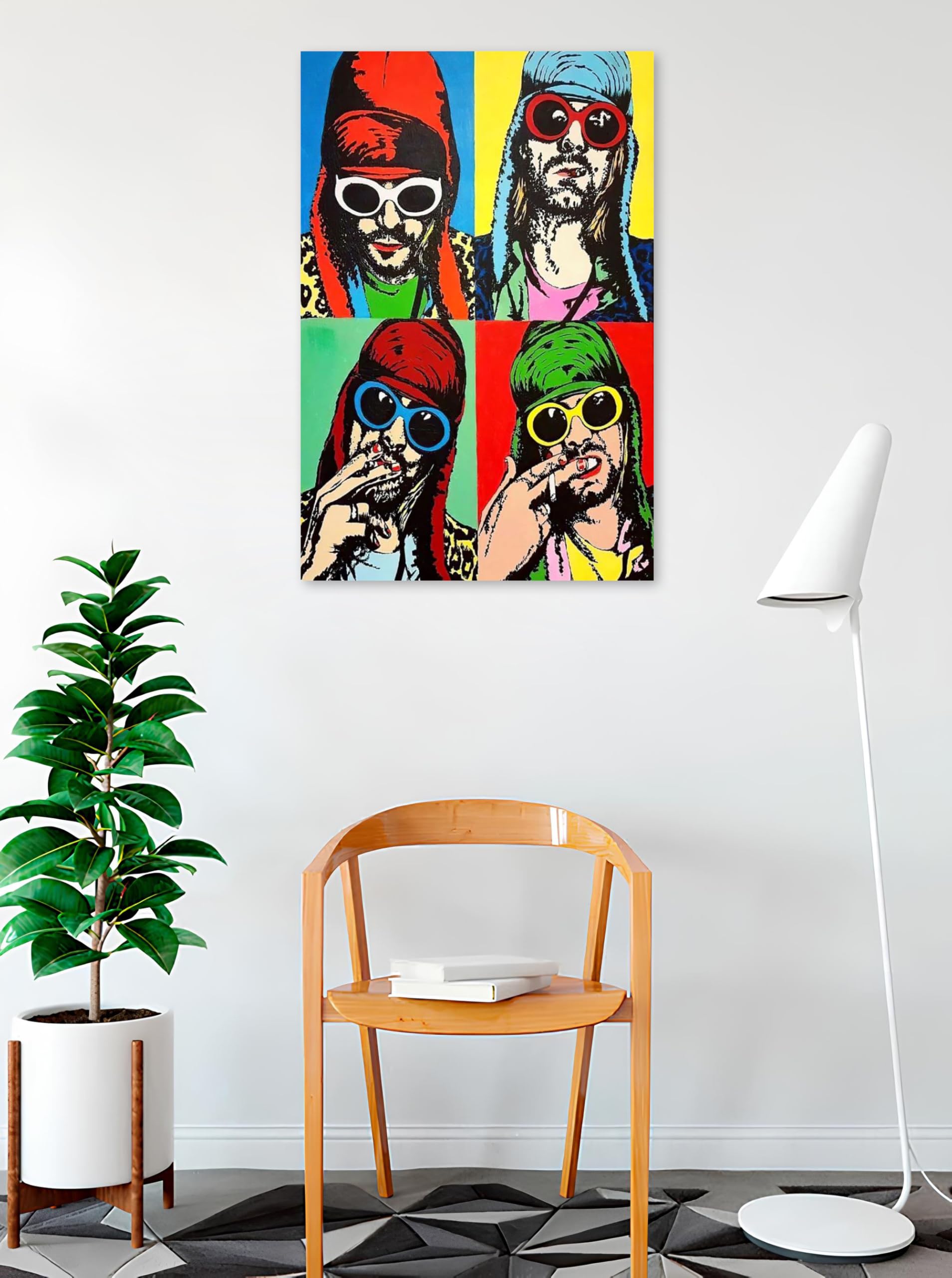 壁掛け Cobain ポップアート作品 Amazon.com: BUY ART FOR LESS Officially Licensed Kurt Cobain