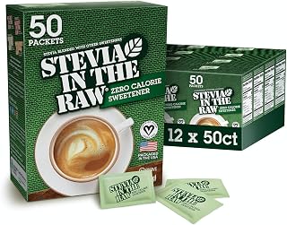 Stevia In The Raw Sweetener, Natural Sugar Substitute for Coffee and Tea, 50 Count