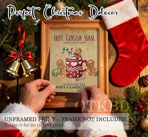 Miniatura 4 de OTKBD Juego de 4 impresiones artísticas de pared de pan de jengibre navideño, decoración de panadería navideña, hombre de jengibre retro, decoración