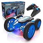 Force1 Tornado Blue LED Remote Control Car for Kids- Double Sided Driving Fast RC Cars 360 Flips, Outdoor 4WD Off Road Stunt RC Car, All Terrain Tires, RC Crawler Rechargeable Battery, 2.4GHz Remote