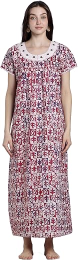 9shines Label Stylish Cotton Batik Nighty Maxi for Women | Full Length Trendy Nightgown | Premium Nightdress | Nightwear |...