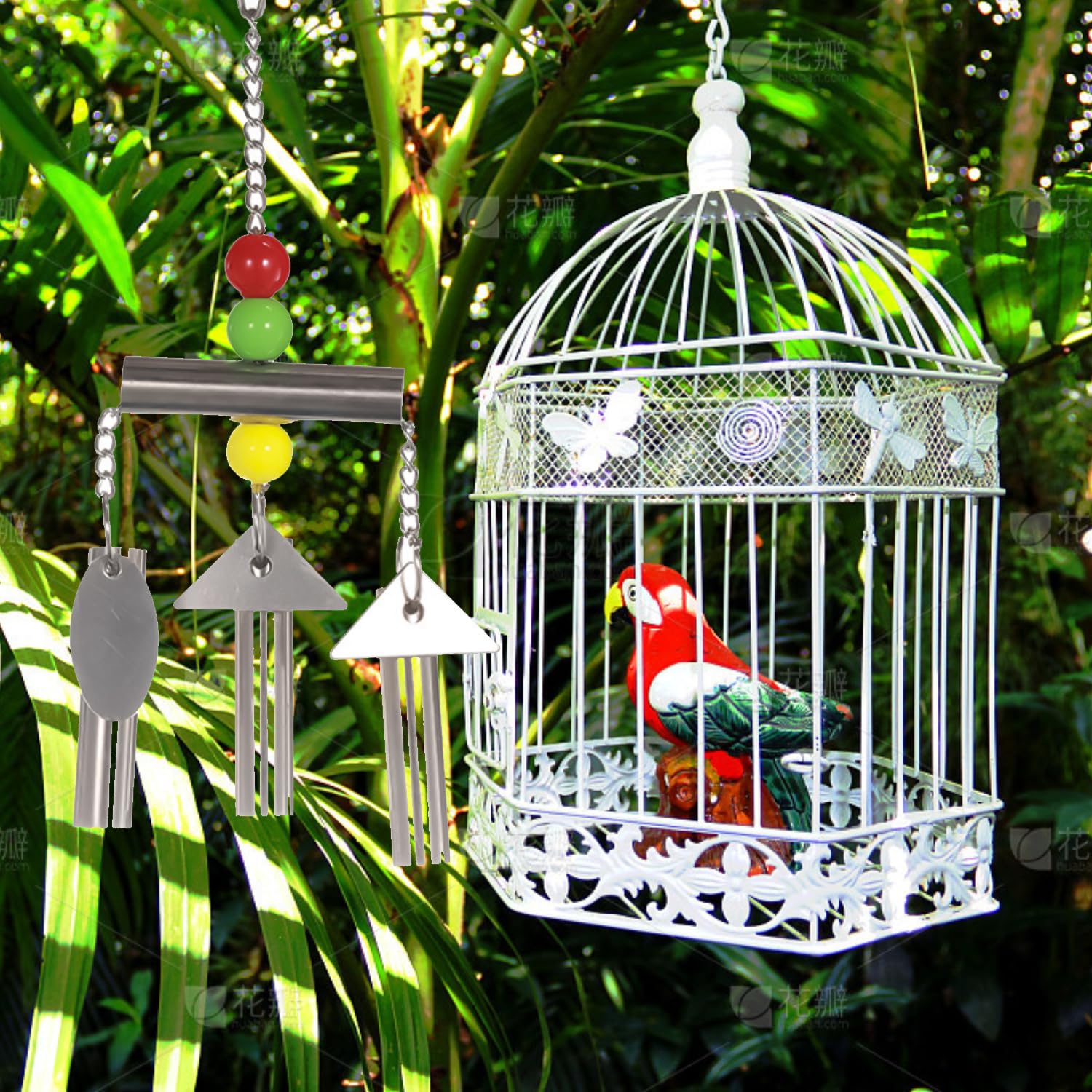 Bohue Bird Cage Hanging Bells Cage Decor Bird Standing Toy Stainless Steel Bells Toys Interesting Bird Toy Interactive Bells Toy for Birds Middle-Large Size Parrot Standing - Image 4