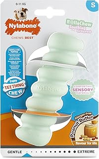 Nylabone, Welpenzahnstange aus sensorischem Material, Kauspielzeug, Erdnussbuttergeschmack, Klein - Für Welpen bis 11 kg product image