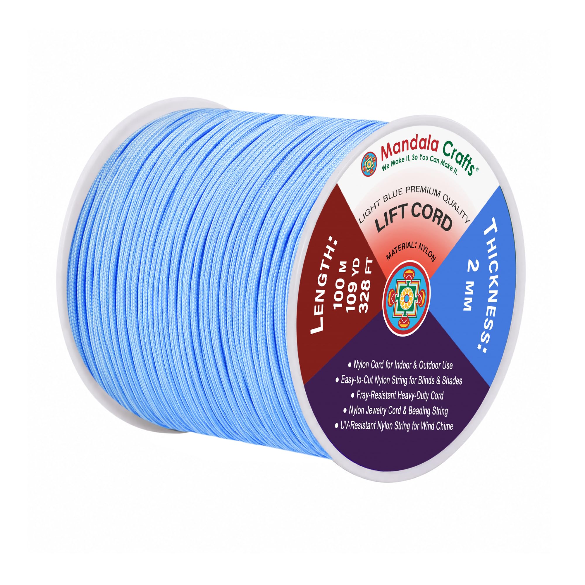 Mandala Crafts 2mm Light Blue Blind Cord