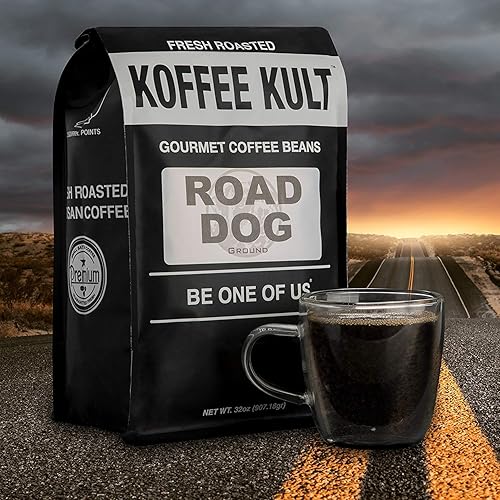 Miniatura 7 de Koffee Kult Granos de café tostados oscuros, mezcla de café arábica de cuerpo completo de Koffee Kult's galardonado "Road Dog" (grano entero de 12