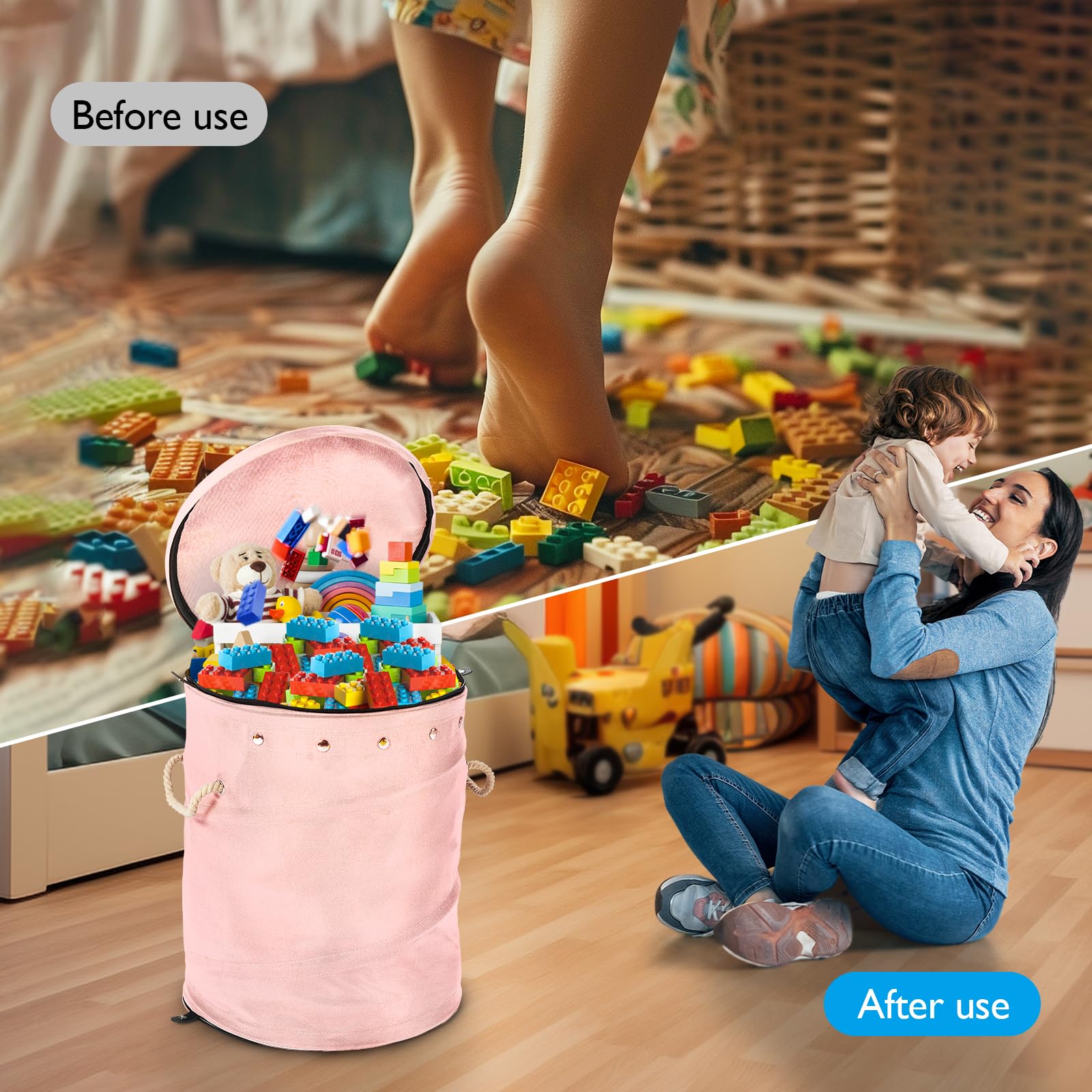 Toy Box Toy Storage Basket With Play Mat – Foldable 2-in-1