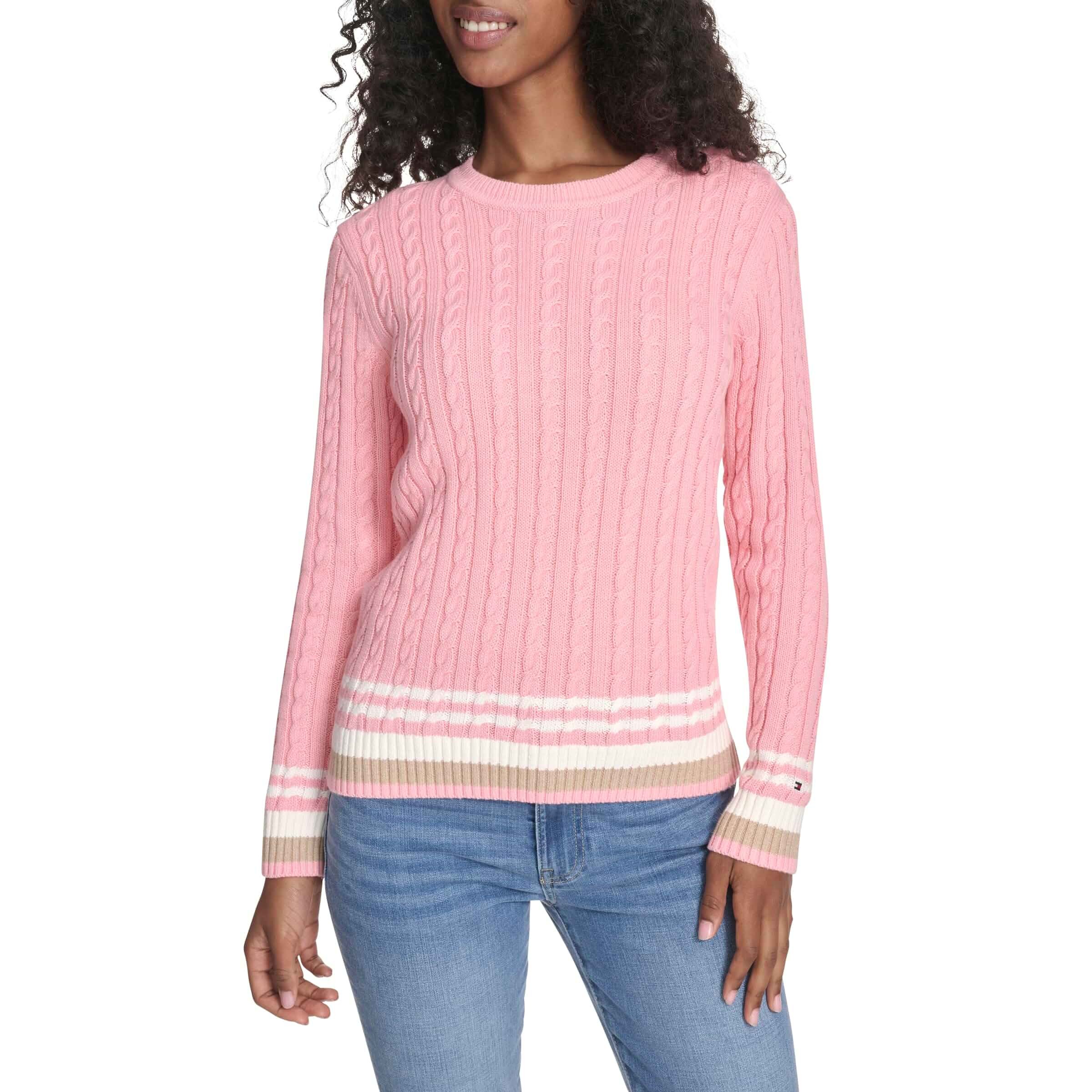Tommy HilfigerWomen's Cotton Crewneck Cable Sweater Adult · Long Sleeve