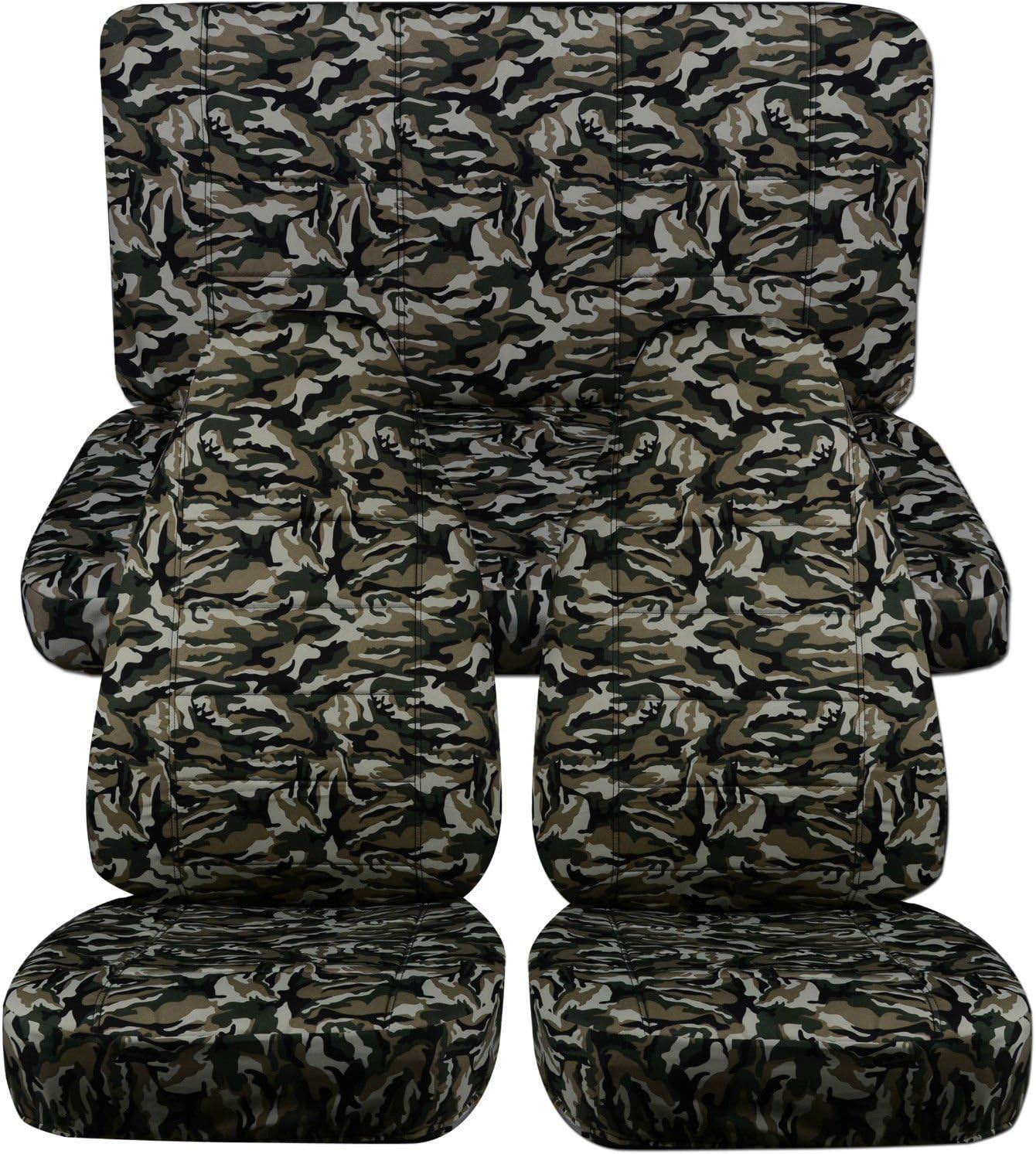 Totally Covers Compatible with 1997-2006 Jeep Wrangler TJ Camo Seat Covers: Beige & Green Camouflage - Full Set: Front & Rear (19 Prints) 2-Door Complete Back Bench