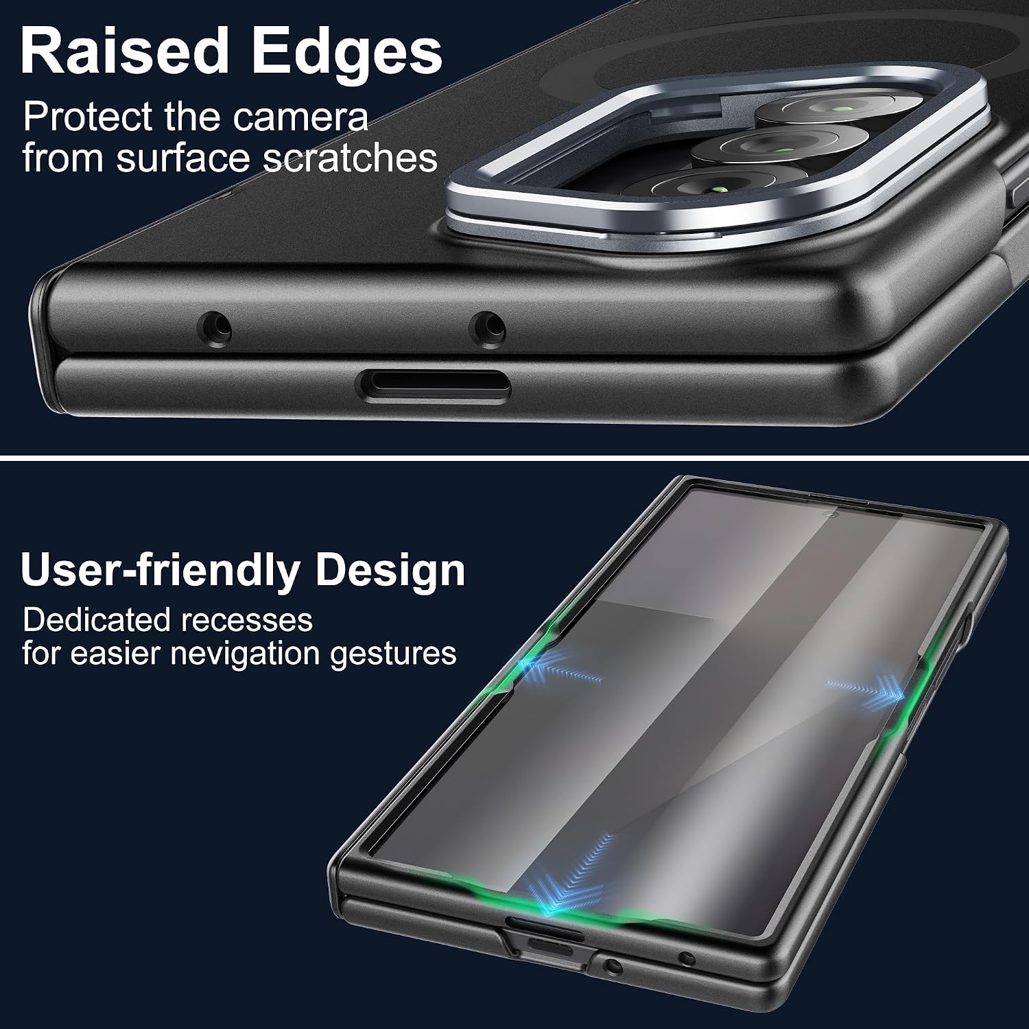 Cresee Magnetic for Samsung Galaxy Z Fold 7 Case, Built-in Cover Screen Protector Hinge Protection Stand, Compatible with Magsafe, Full Protection Phone Case with Magnets for Z Fold7 - Black
