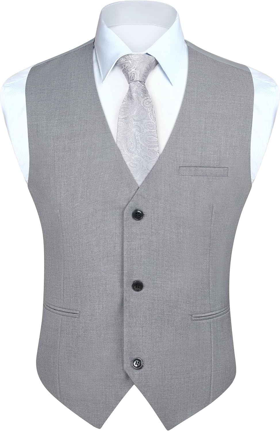 HISDERN Mens Suit Vest Business Casual Dress Waistcoat Vest Solid Color Formal Wedding Vests for Suits or Tuxedo