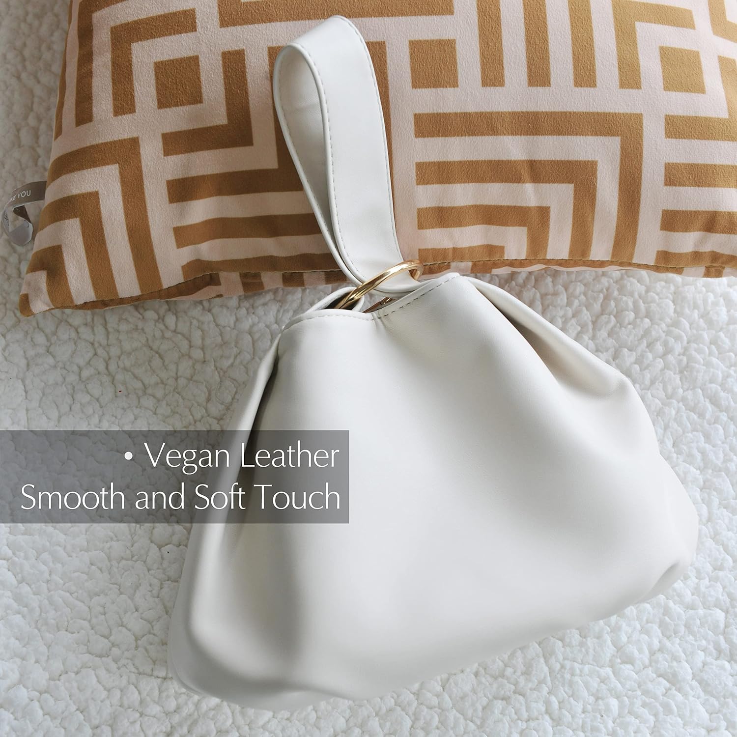 Women's Clutch Soft Vegan Leather Hobo Top Handle Bag Small Tote Purse - Image 7