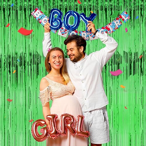 Vista 11 de Cortina de telón de fondo de flecos de papel de aluminio de 3 x 8 pies, cortinas de flecos de papel de oropel metálico, telón de fondo