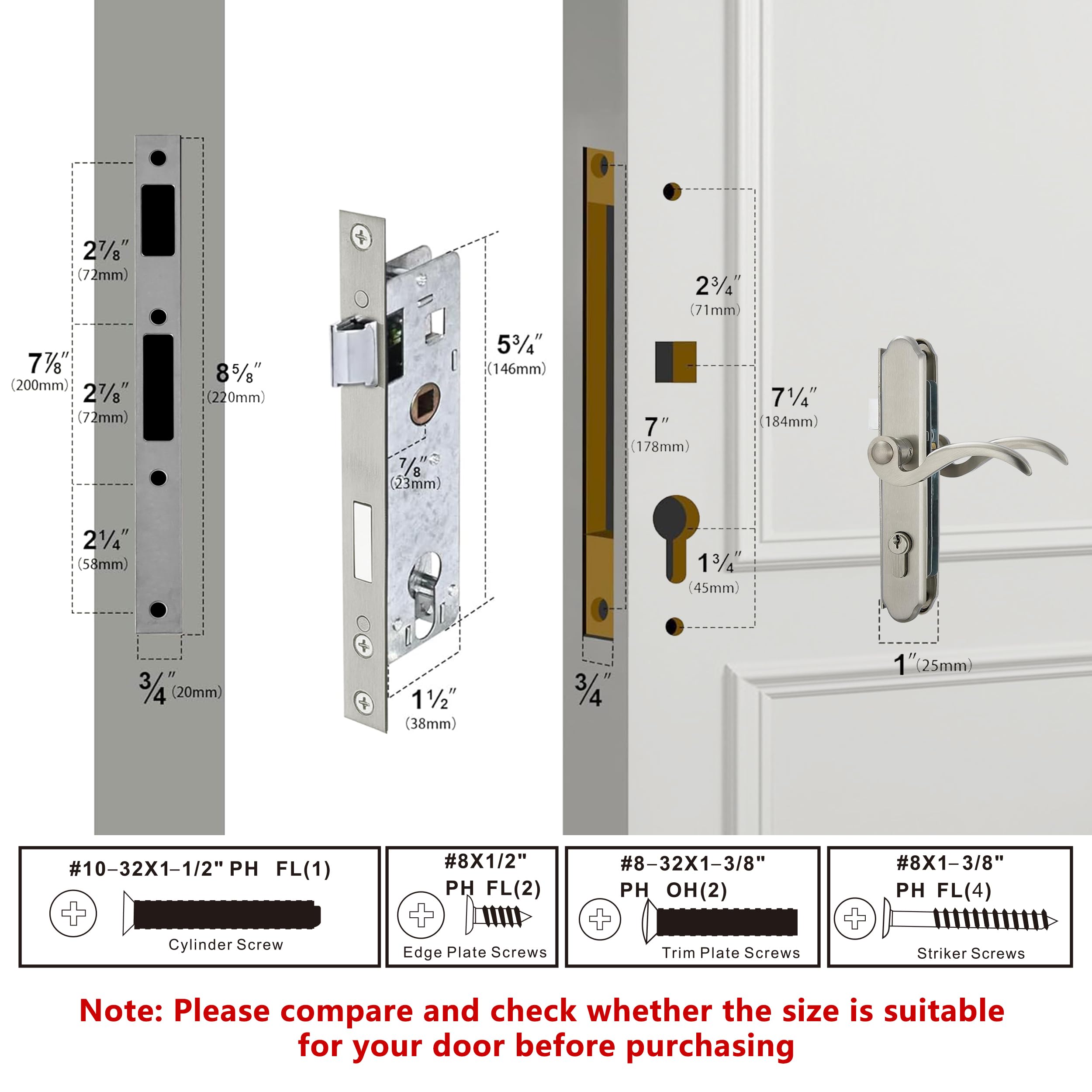 Storm - Kit di ricambio per maniglia della porta con serratura e chiave, set di maniglie di sicurezza per porta finestra, porta del patio, impermeabile e antiruggine (argento)