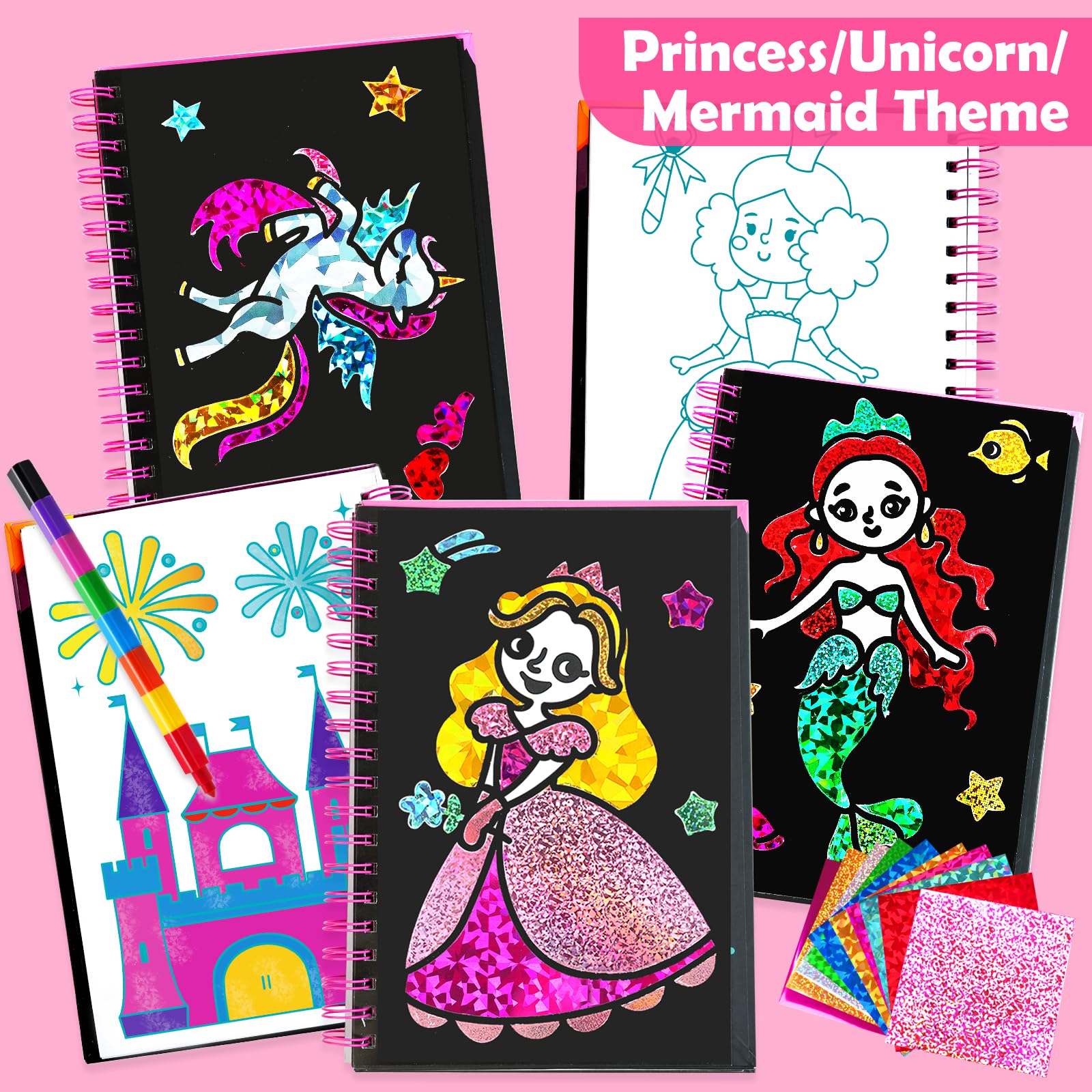 FUNNYB&G Manualidades infantiles con foil, Creativo Kit Manualidades niños, Juguete Niña Regalos Para de 3 4 5 6 7 8 9 12 Años Niño cumpleaños (Princesa) — view 7