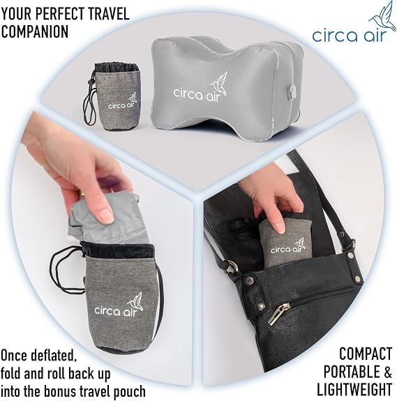 Circa Air Inflatable Knee Pillow - for Side Sleepers, Travel Knee Pillow Between Legs for Sleeping, Orthopedic Sciatica Pain Relief Pillow, Light & Compact