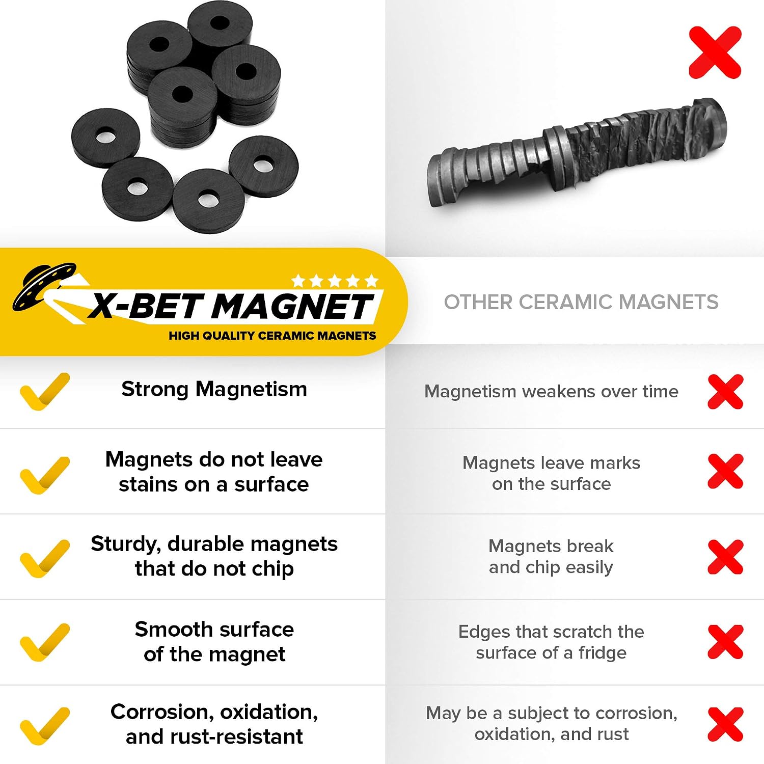 Ferrite Ring Magnets with Holes - 1.2 Inch (31mm) Round Disc Donut Magnets - Circle Hole Magnets - Perfect Ceramic Circular Magnets for Crafts and DIY