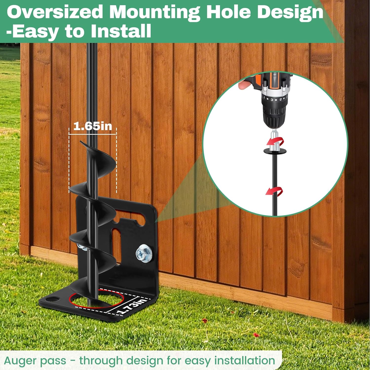 26" Ground Anchors Screw in Heavy Duty, Mobile Home Anchors - Shed Anchor Kit with L Bracket & Drill Adapter, Earth Anchor for Swing Sets, Trampolines, Carports, Storage Sheds, Fences (4×26in)