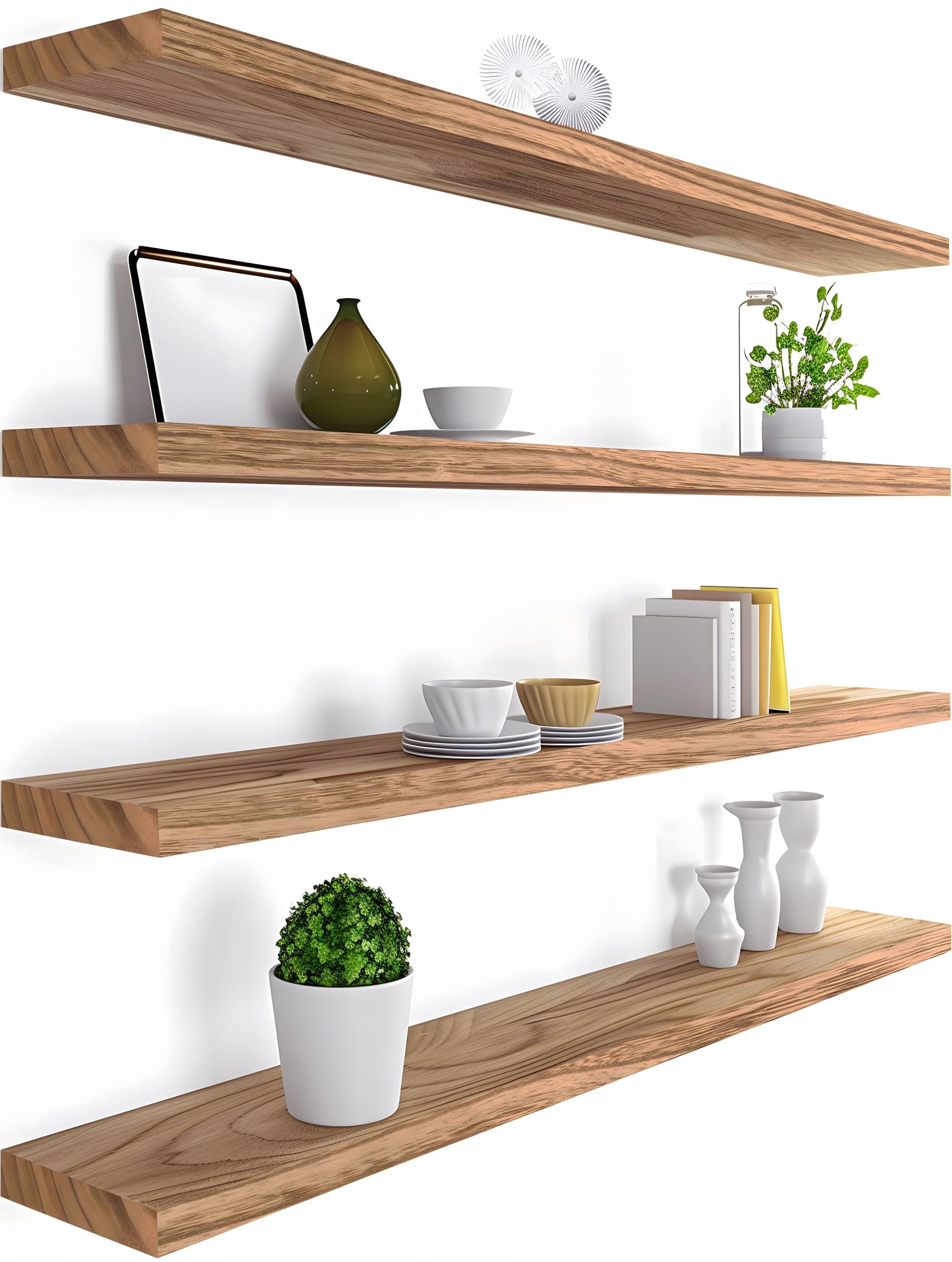 yfyeo 36 inch light wood floating shelves for wall rustic wall shelf for bedroom living room set of 4