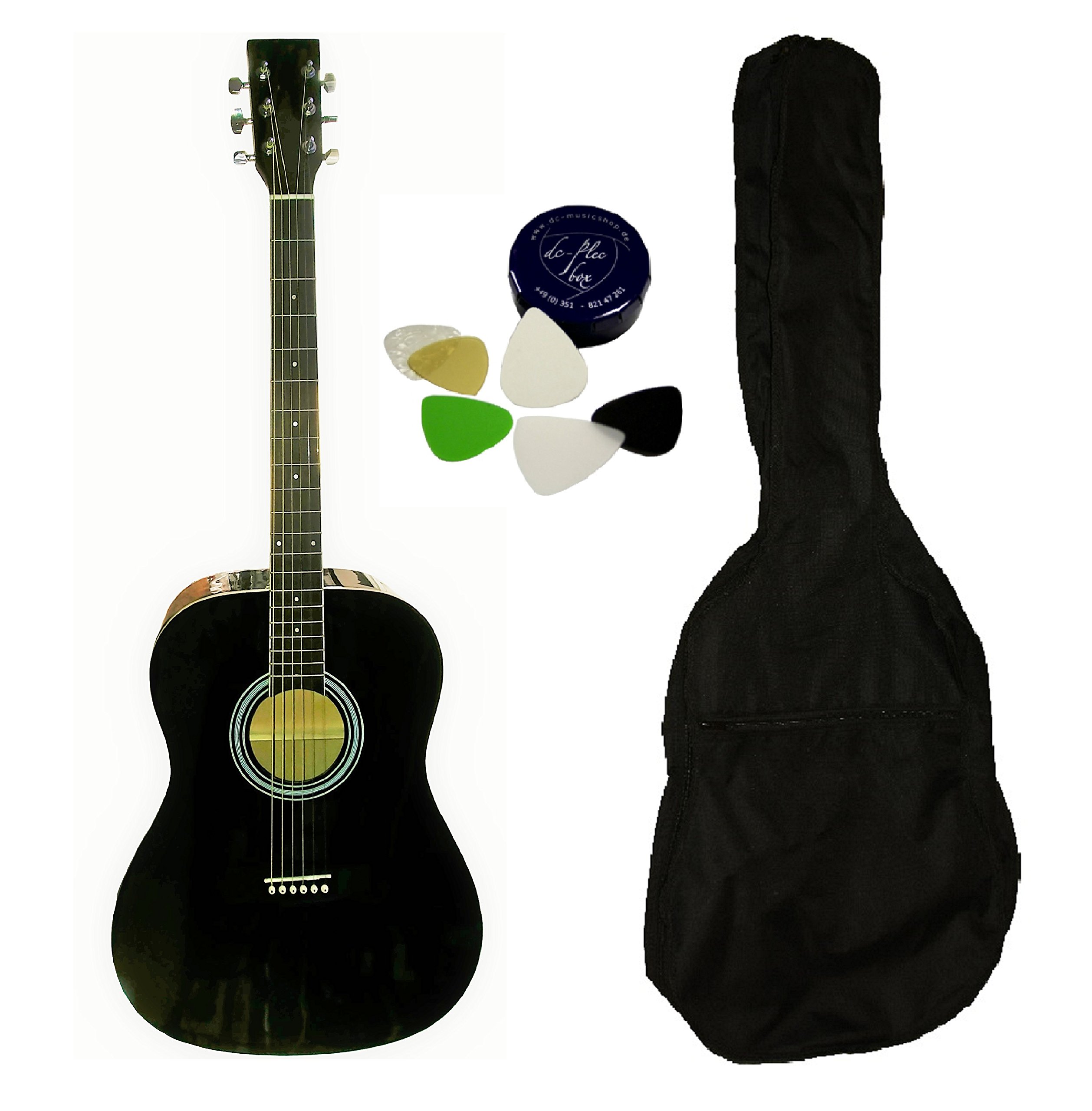 Gitarren-Set für Einsteiger mit Westerngitarre inkl. Tasche und DC-Plec-Box